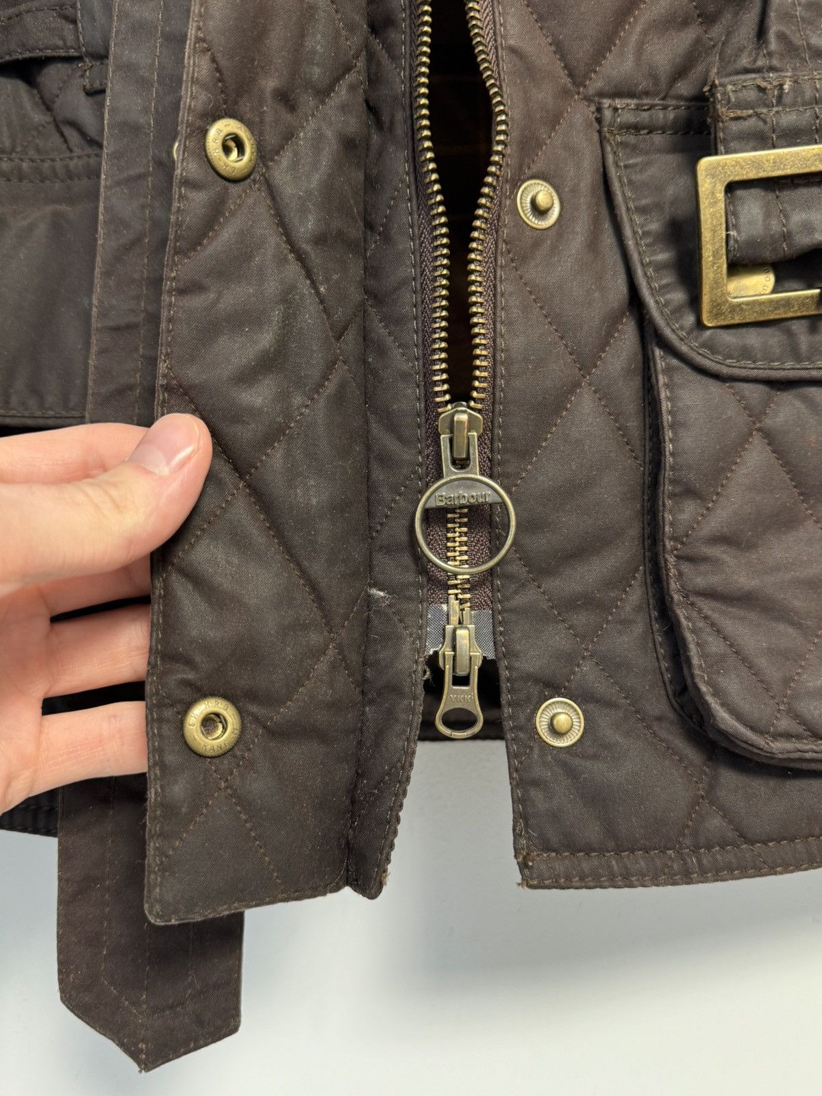 Barbour Barbour Quilted Wax Jacket With Belt - Olive Green Brown Size M / US 6-8 / IT 42-44 - 13 Thumbnail