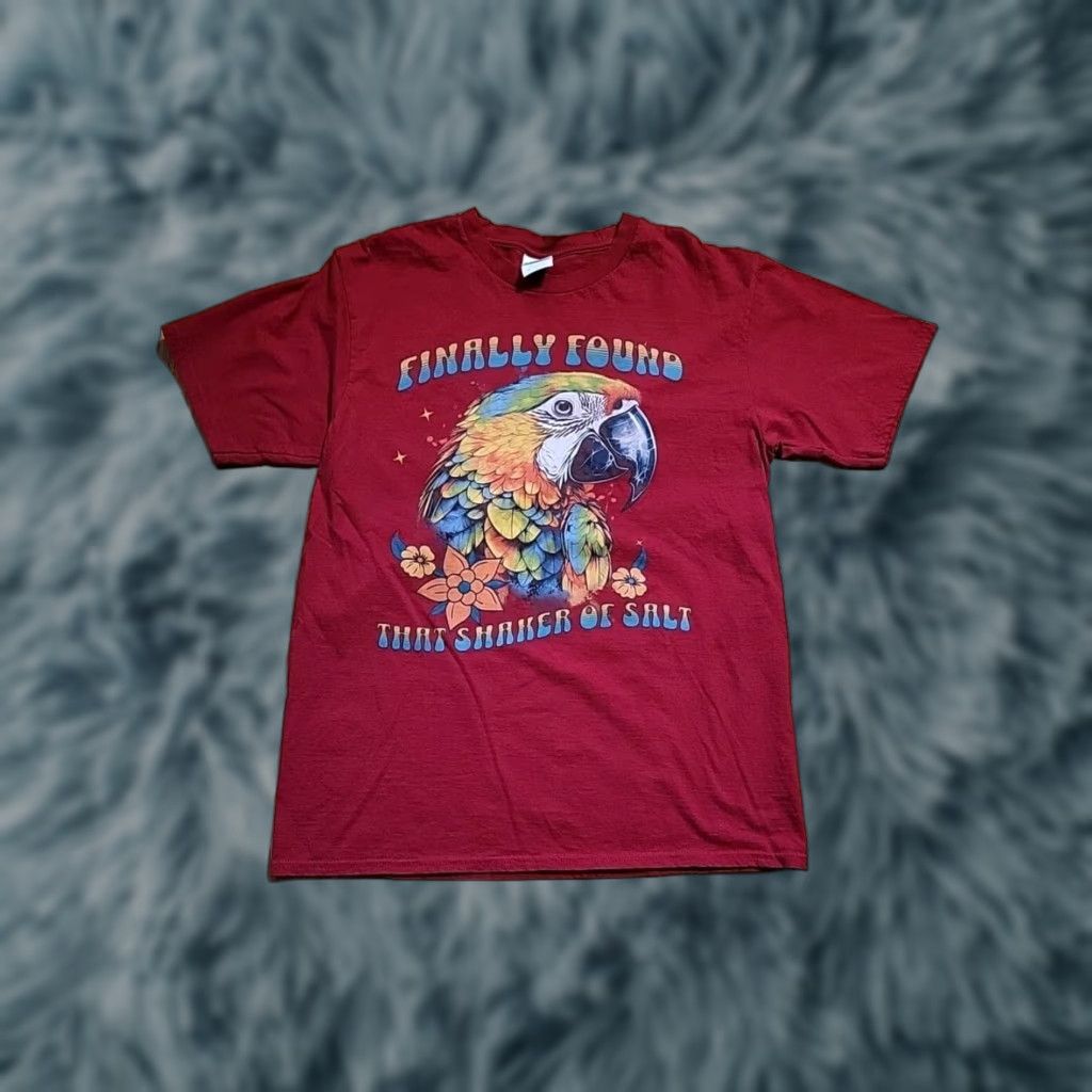 Port & Company VINTAGE Jimmy Buffet Salt Shaker Port & Company T-Shirt Red M Mens Short Sleeve Cotton Crew Neck 90s Parrots Size US M / EU 48-50 / 2 - 1 Thumbnail