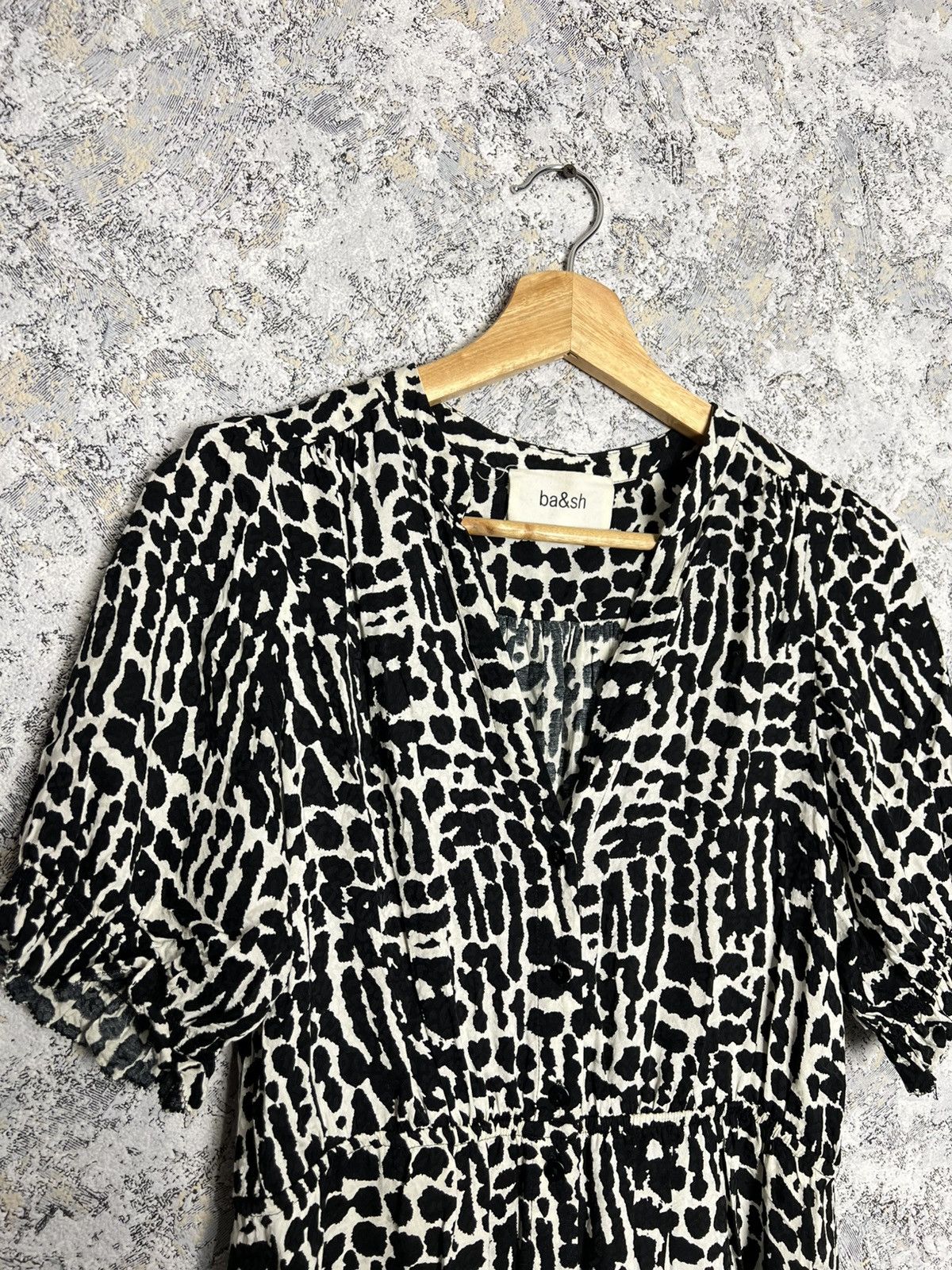 Designer × ba&sh Ba&sh Dress Womens Print Retro Short Sleeve Mini Read Size 0 Size XS / US 0-2 / IT 36-38 - 2 Thumbnail