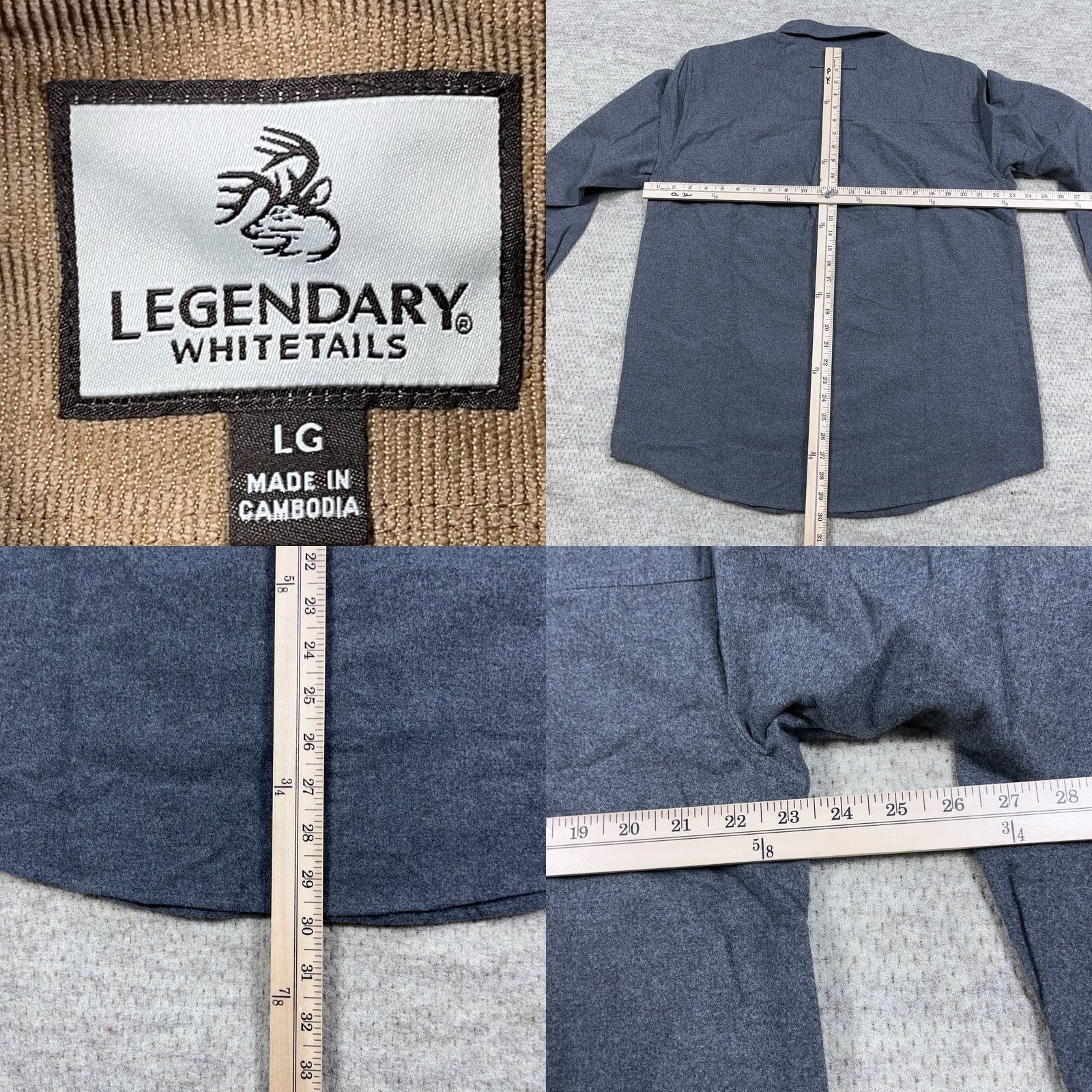 Vintage Legendary Whitetails Flannel Shirt Men L Gray Buck Camp Pocket Solid Camp Size US L / EU 52-54 / 3 - 8 Thumbnail