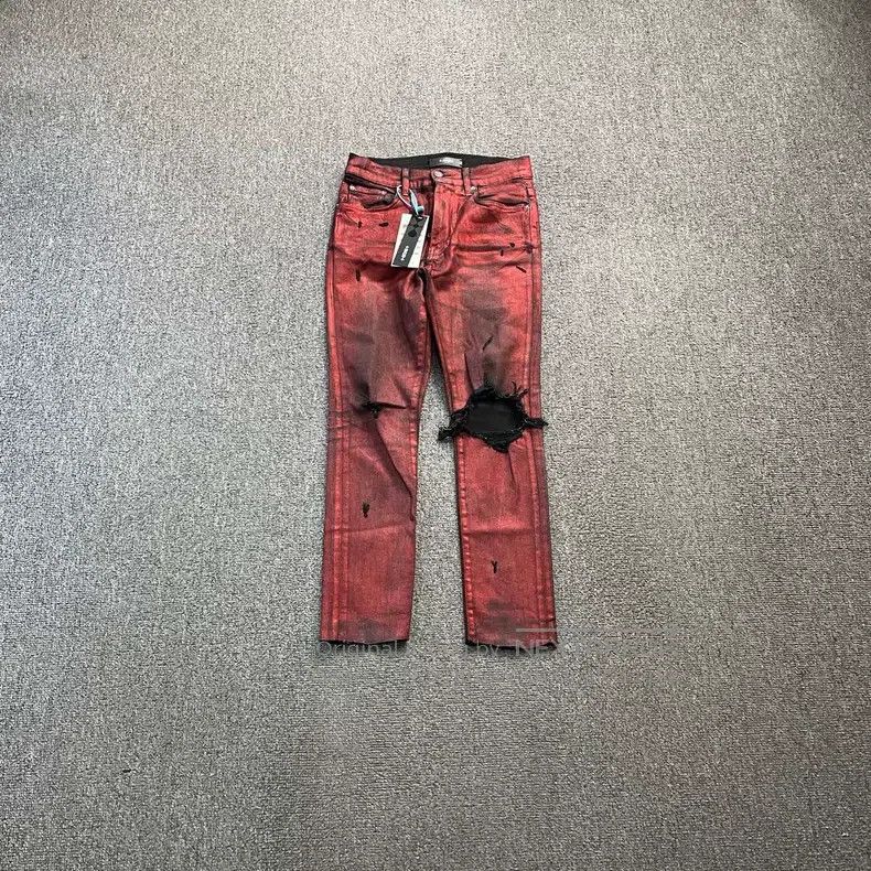 Amiri Amiri Black and Red Denim Pants Size US 29 - 1 Thumbnail