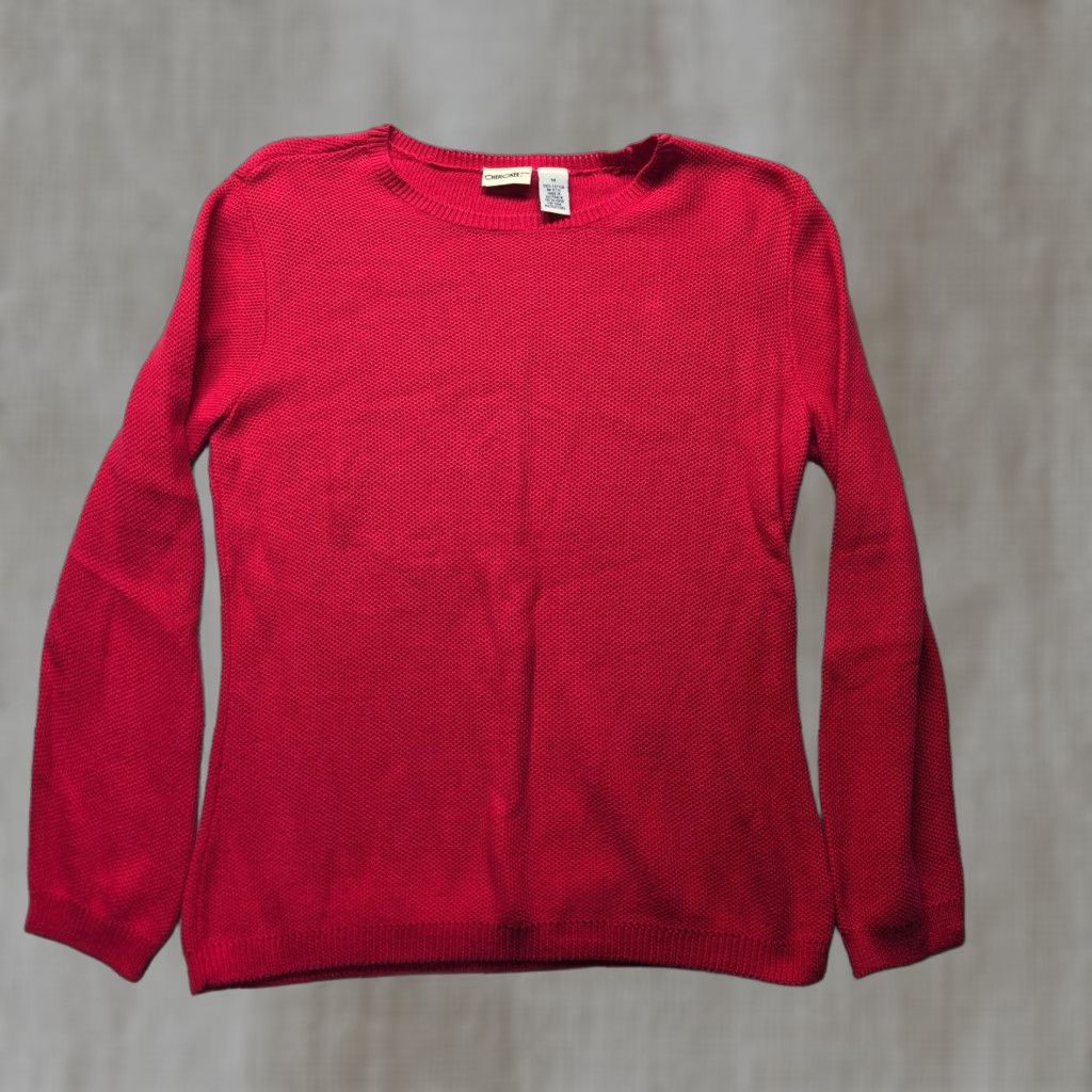 Cherokee Cherokee Sweater Adult M Red 100% Cotton Long Sleeve V-Neck Knit Stretchy Size M / US 6-8 / IT 42-44 - 1 Thumbnail
