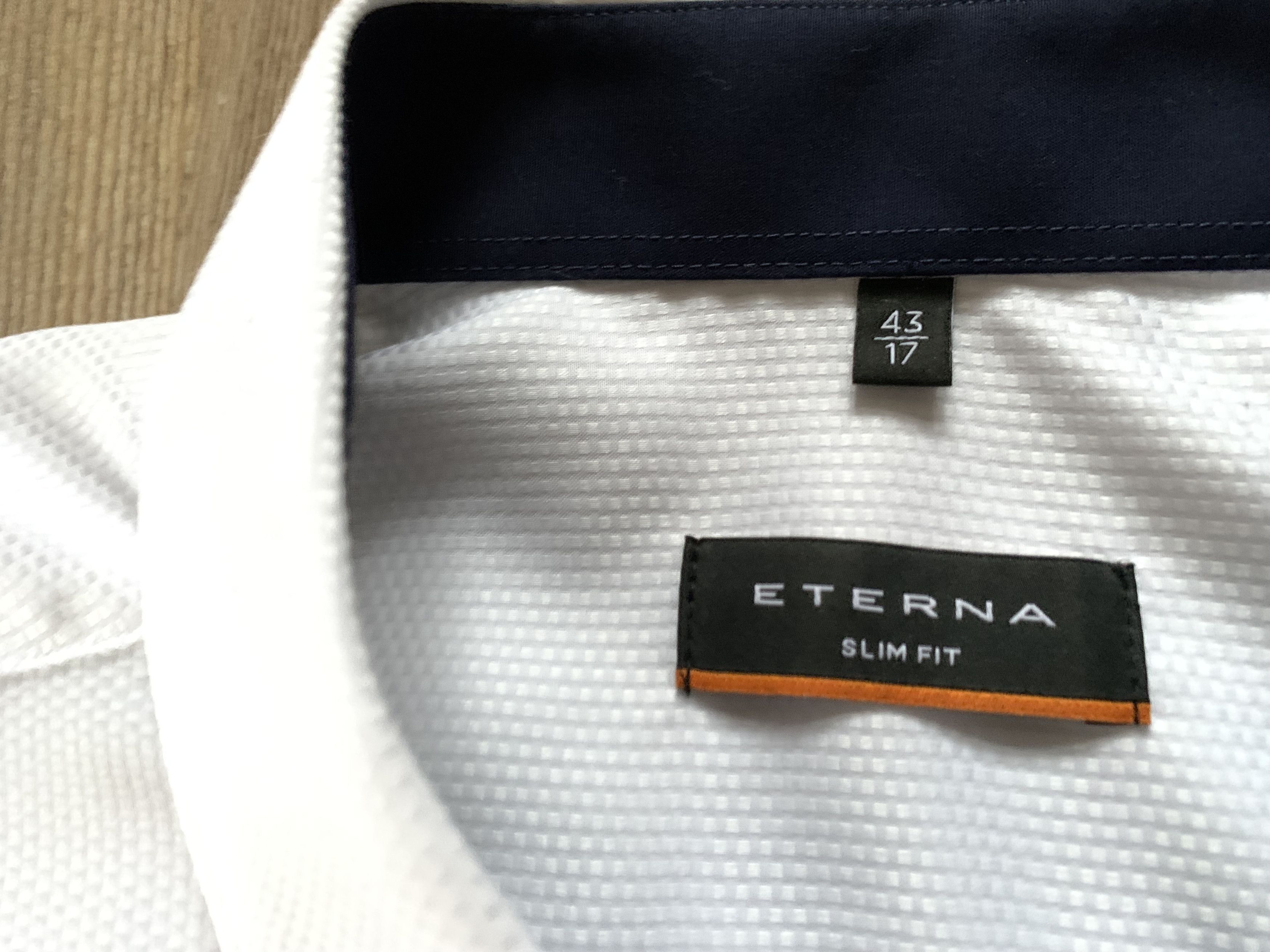 Designer Eterna Slim Fit White Long Sleeve Shirt Size US XL / EU 56 / 4 - 5 Thumbnail