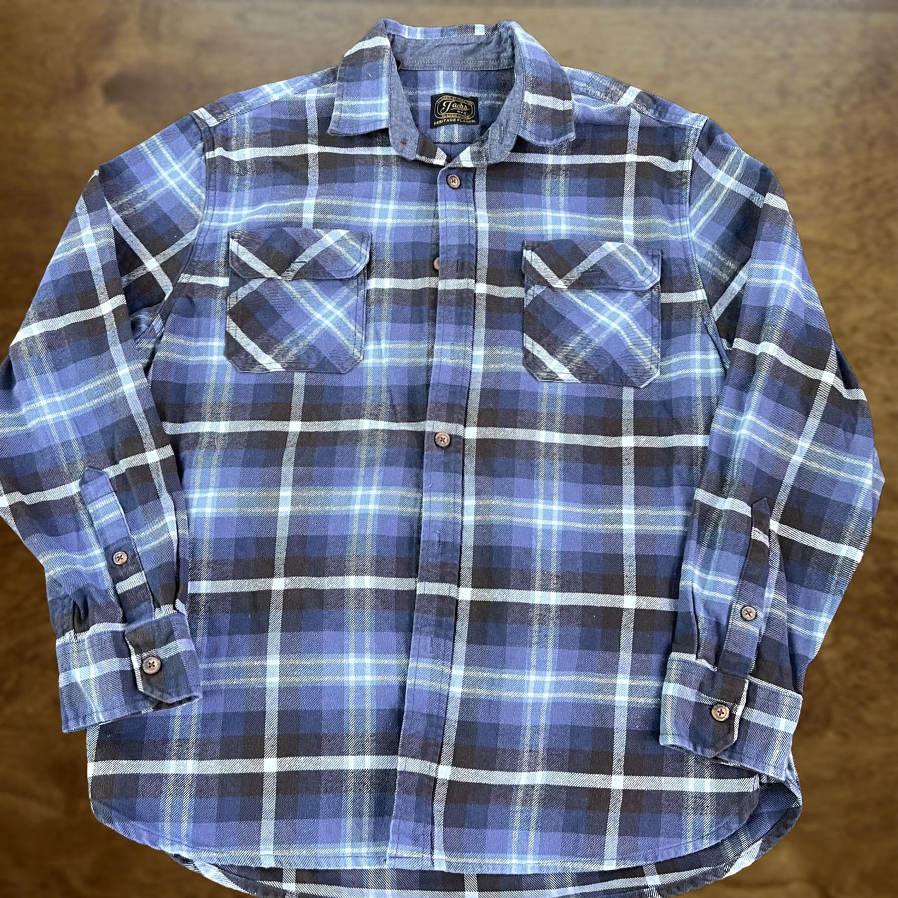 Vintage JACHS Heritage Flannel Shirt Mens L Blue Plaid Long Sleeve Button Up Casual Size US L / EU 52-54 / 3 - 1 Thumbnail