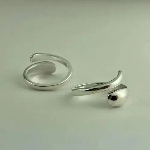 Handmade × Jewelry Spiral Adjustable Sterling Silver Plated Ring Size ONE SIZE - 2 Thumbnail