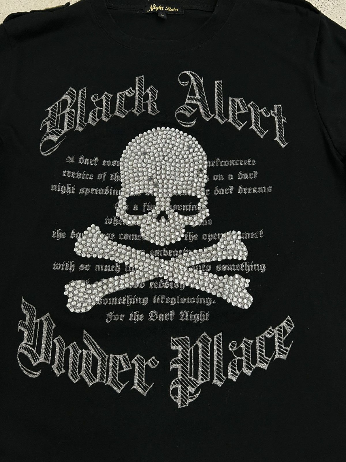 Designer Night Rider Japan Full Skull & Bones Rhinestones W/ Quotes Size US S / EU 44-46 / 1 - 4 Thumbnail
