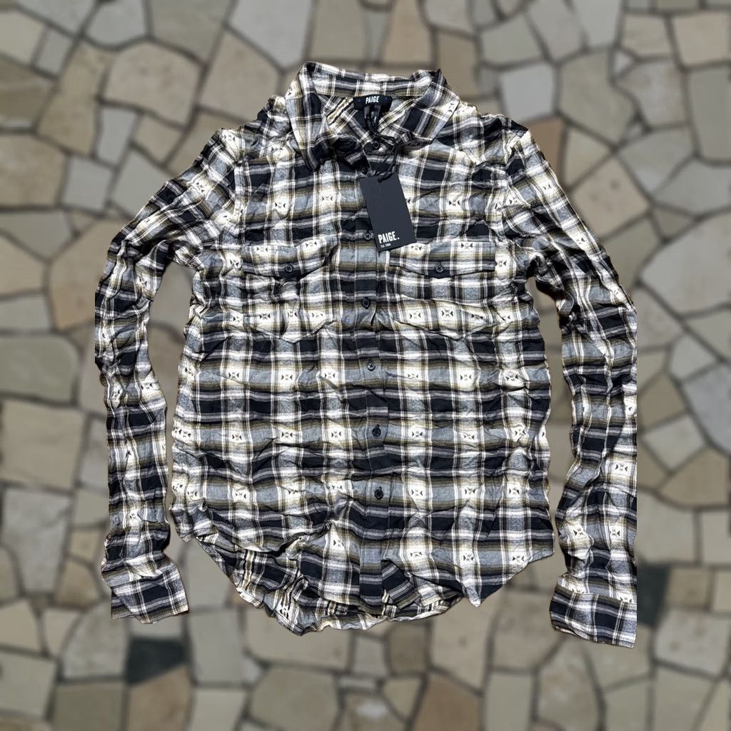 Paige Paige Shirt Blouse S Womens Multicolor Plaid Long Sleeve Tie C21 Size S / US 4 / IT 40 - 1 Thumbnail