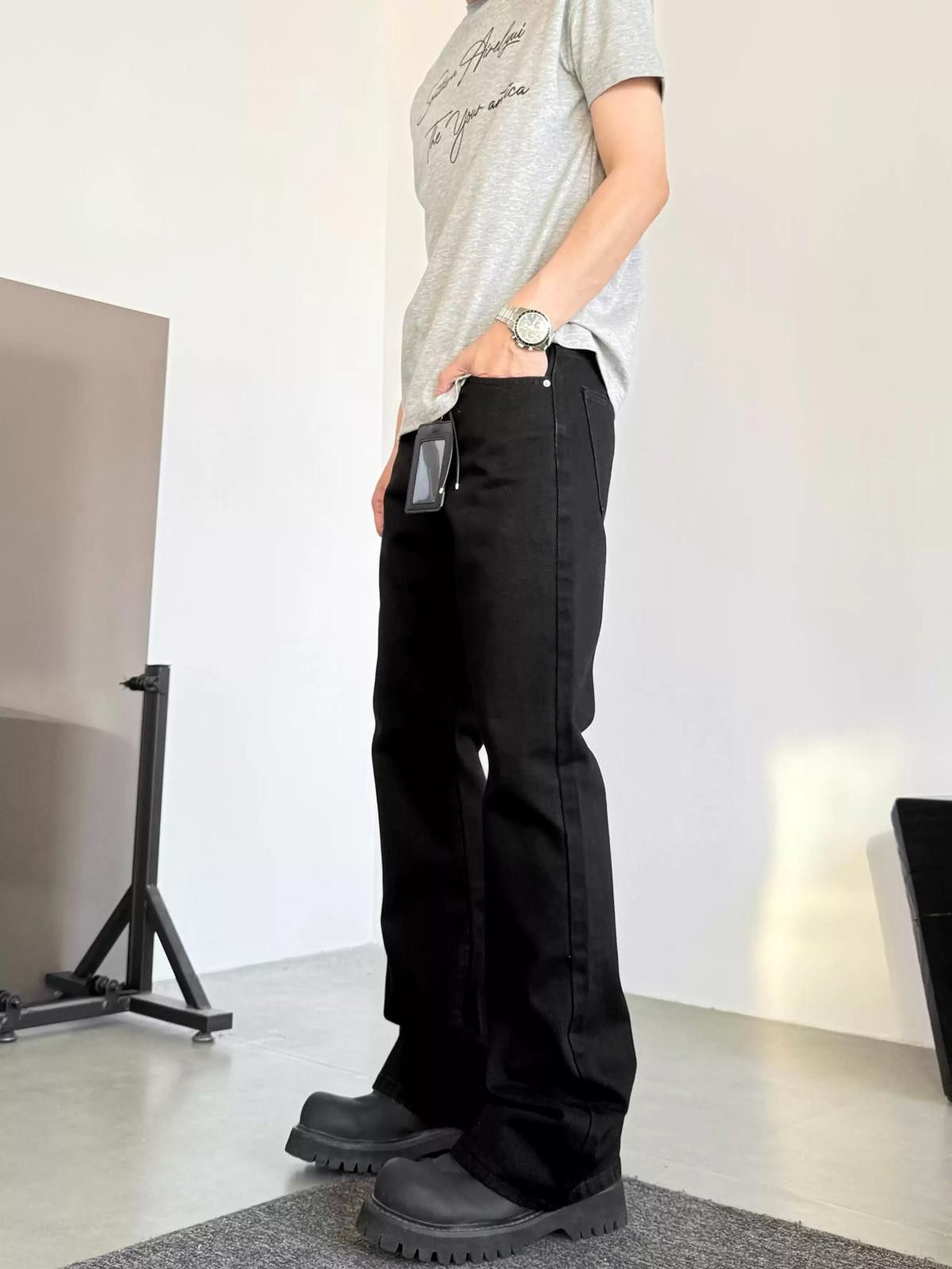 Other Cleanfit Black Micro Flare Denim Jeans Size US 32 / EU 48 - 3 Thumbnail