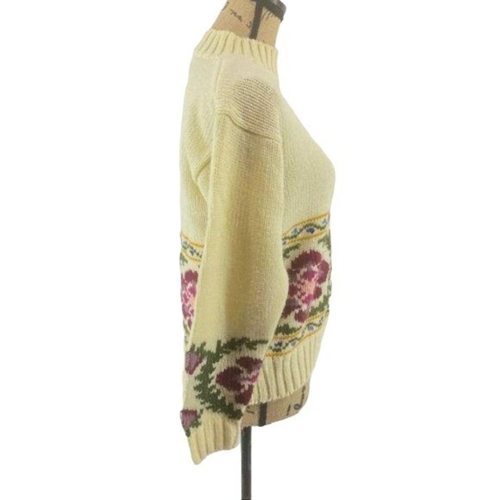 Worthington Vintage Worthington Womens Sweater Floral Cream Medium Size M / US 6-8 / IT 42-44 - 5 Thumbnail