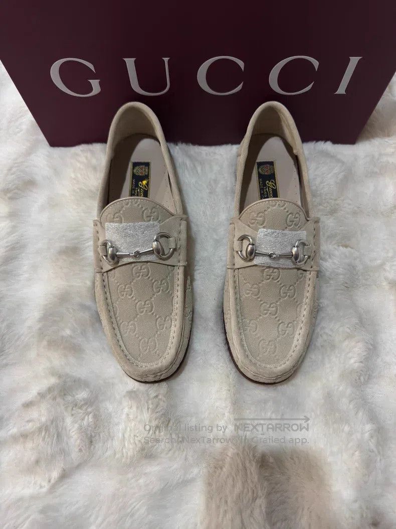 Gucci Guicci Suede Full Print Horseshoe Buckle Loafers Leather S Size US 8 / EU 41 - 1 Thumbnail