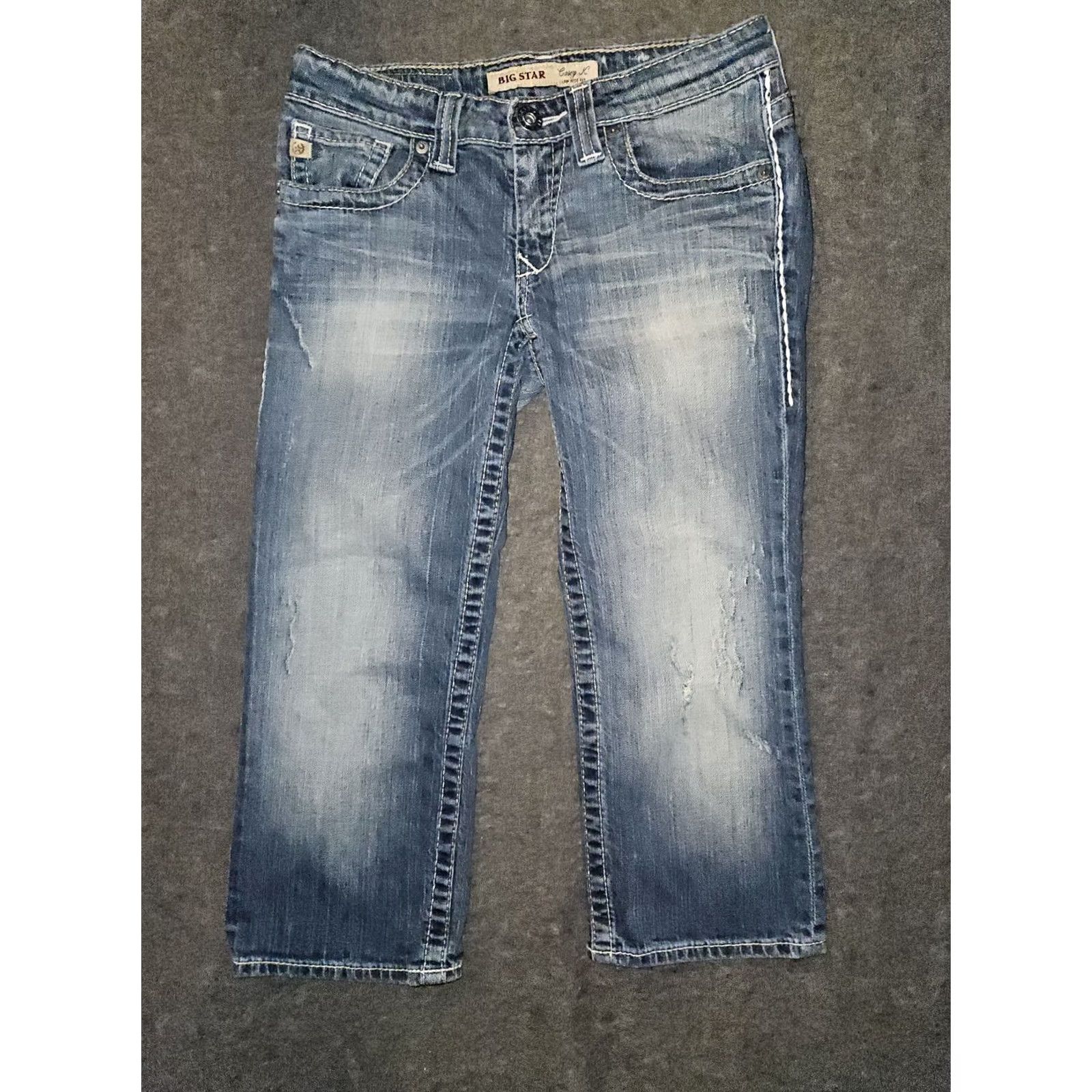 Vintage VINTAGE Big Star Casey K Capris Jeans Women 26 Blue Low Rise Embroidered Cowgirl Capris (28x20) Pattern Solid Shoes N/A Size ONE SIZE - 2 Thumbnail