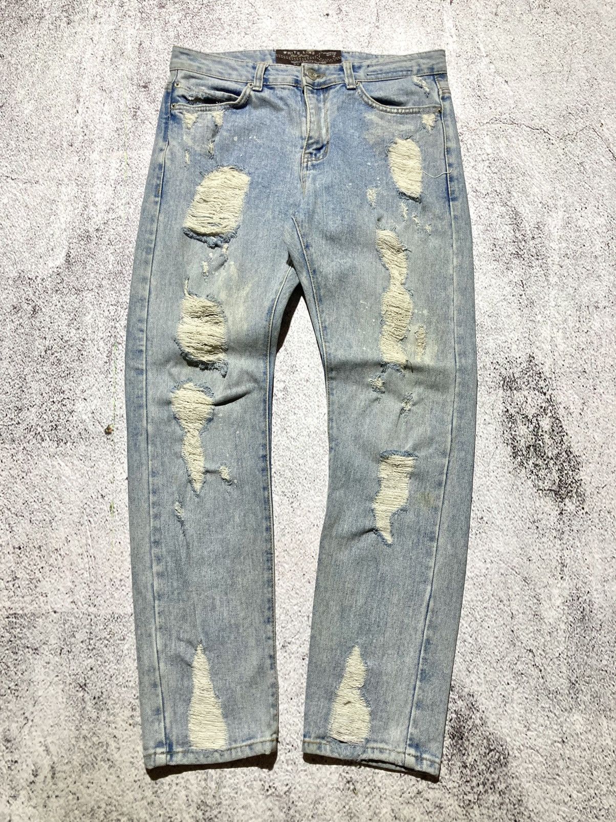 Japanese Brand 2000s Idun Distressed Ripped Denim Blue Jeans Lgb Punk Style Size US 30 / EU 46 - 1 Thumbnail