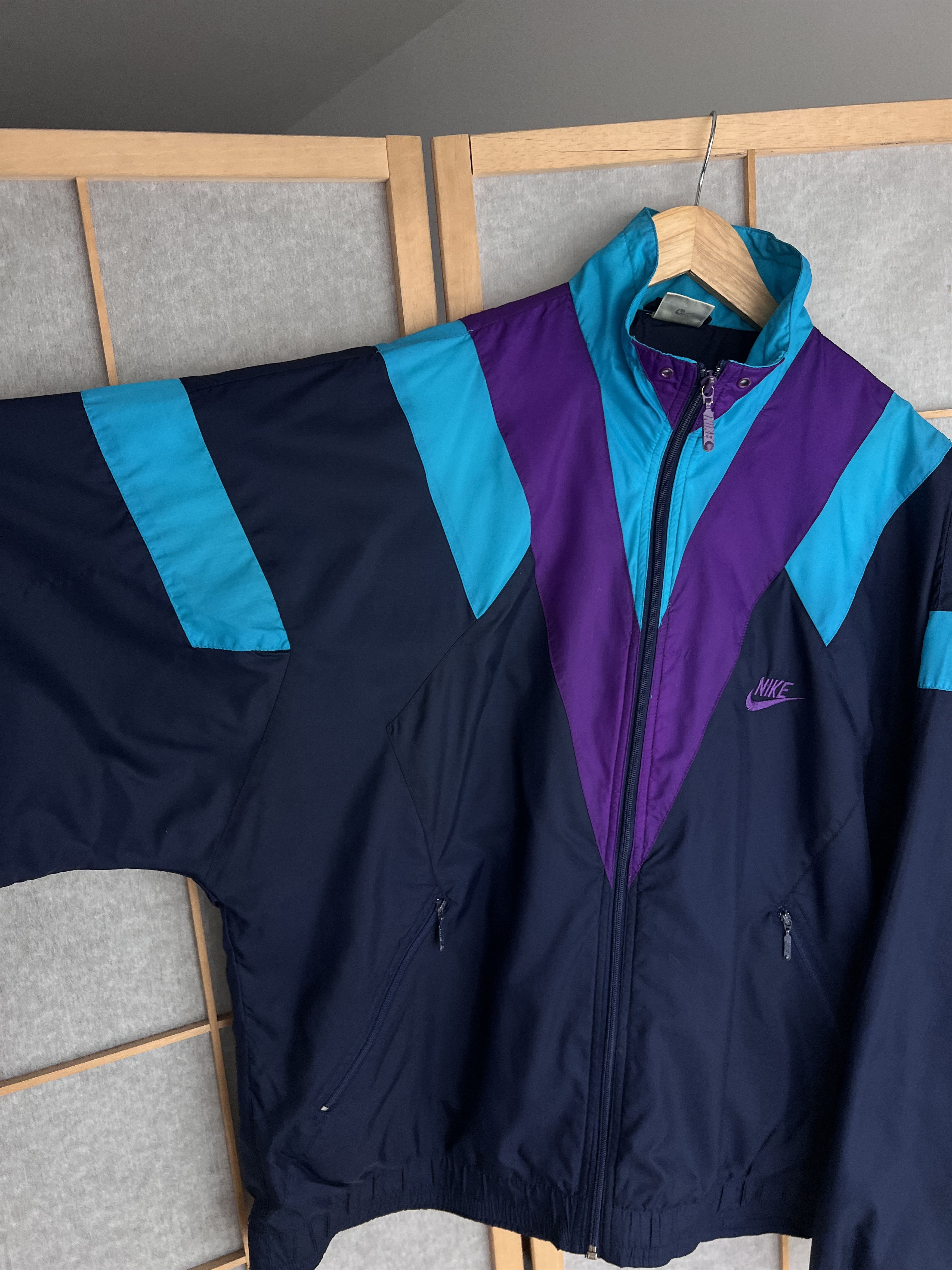 Nike Nike vintage 1990s nylon multicolour track top retro jacket Size US L / EU 52-54 / 3 - 12 Thumbnail
