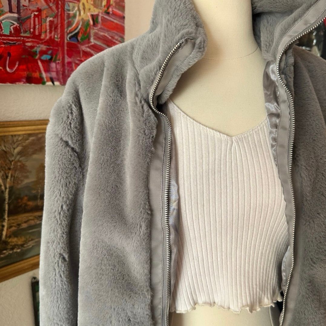 Other coffee shop new york gray fur zip up jacket Size S / US 4 / IT 40 - 2 Thumbnail