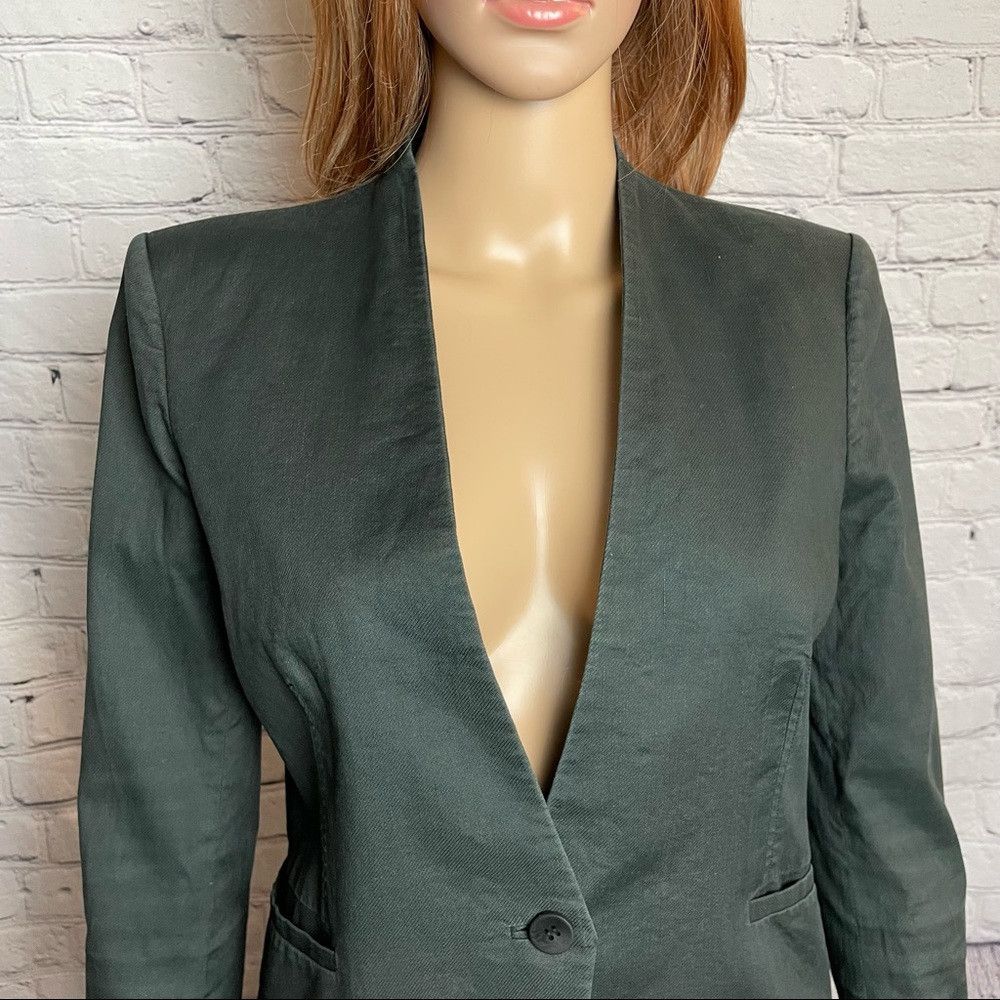 Helmut Lang Helmut Lang Collarless Blue Blazer Size 4 Size S / US 4 / IT 40 - 2 Thumbnail