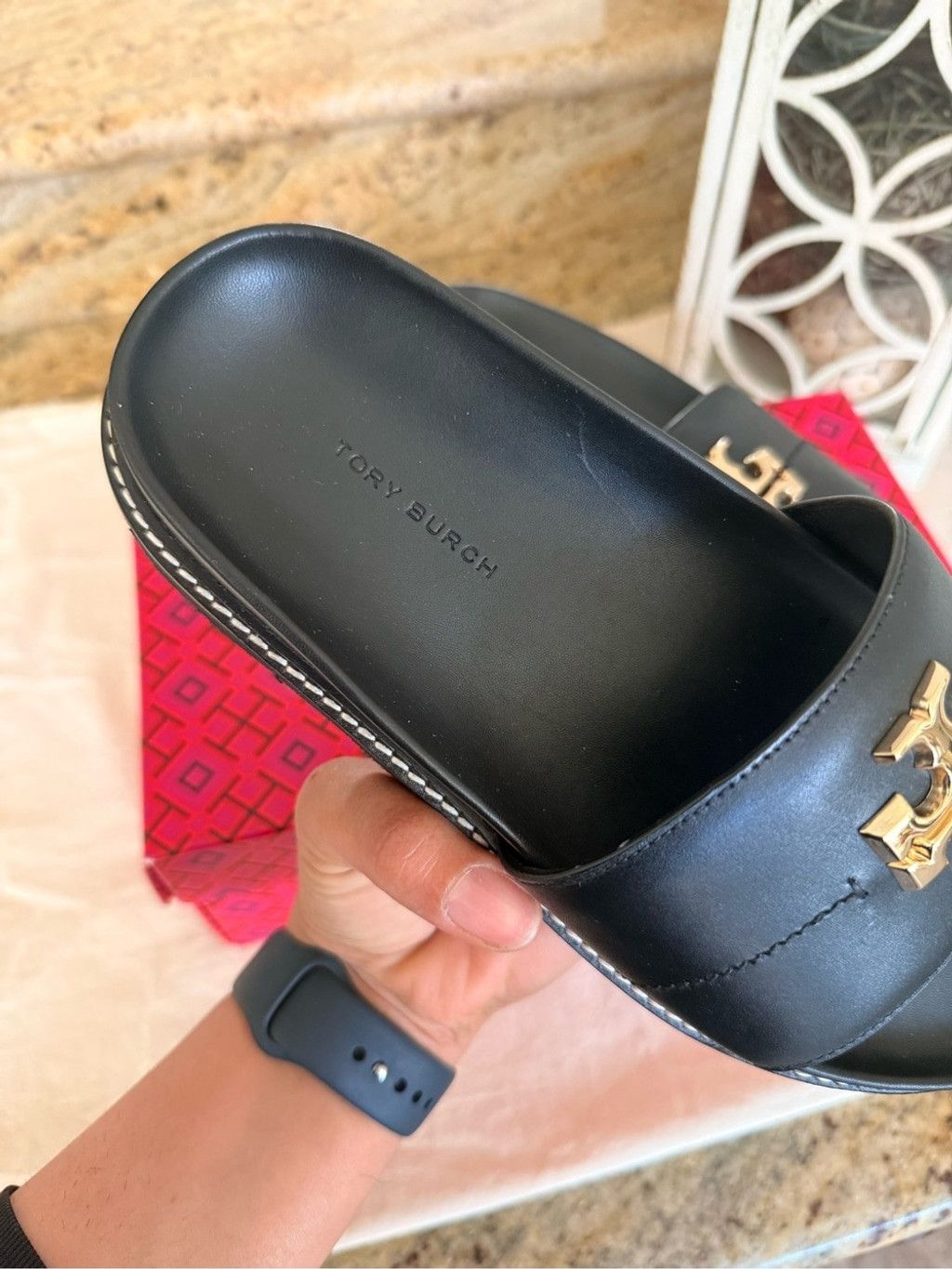 Tory Burch Tory Burch Black Leather Logo Espadrille Flats Size US 8 / IT 38 - 4 Thumbnail