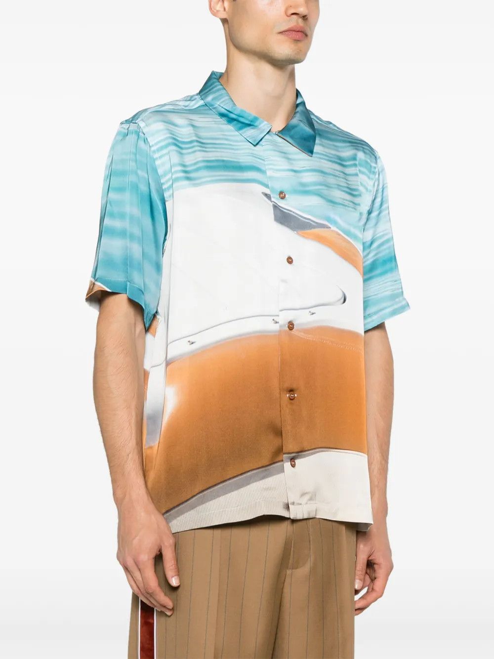 Other Boat-Print Satin Shirt | Blue Size US M / EU 48-50 / 2 - 3 Thumbnail