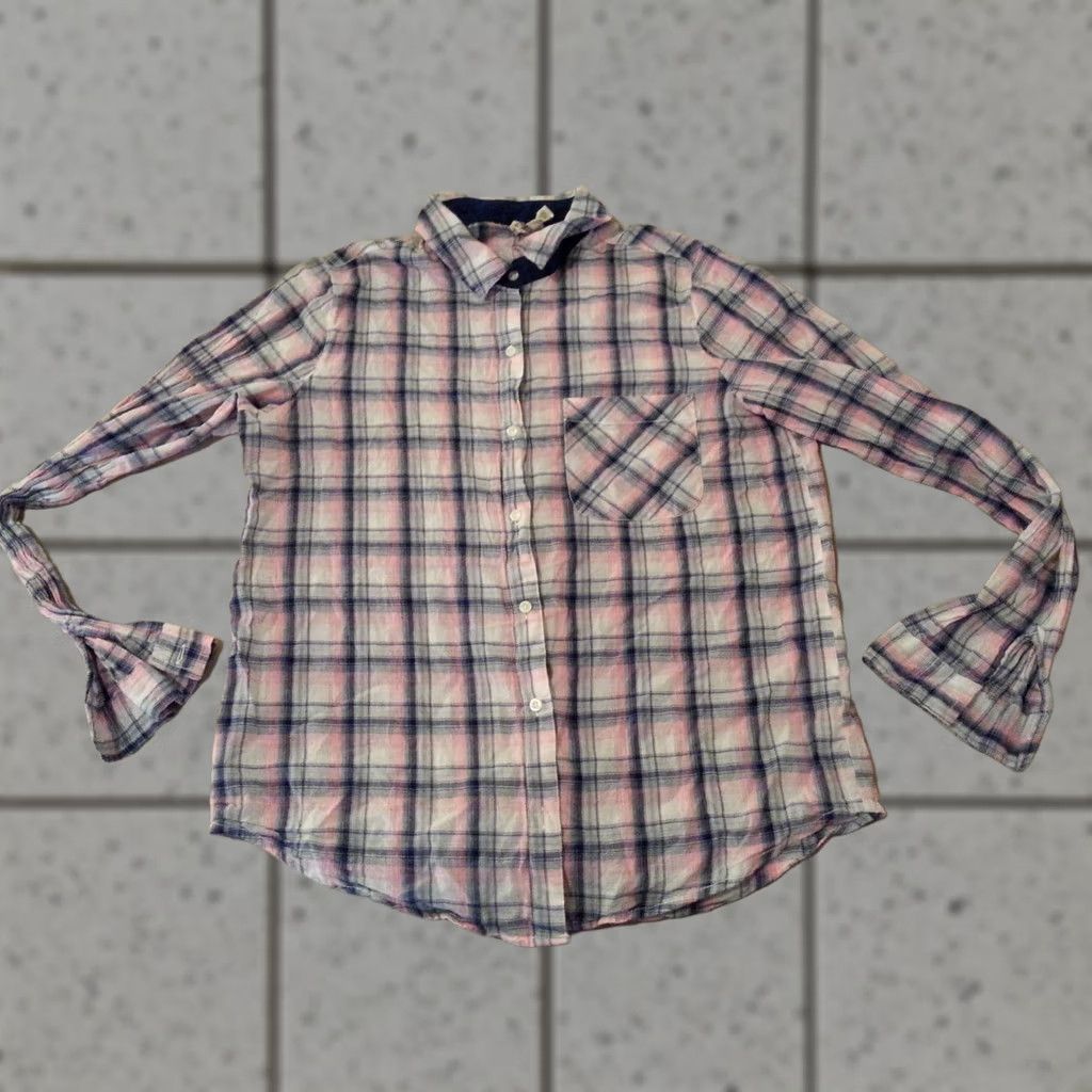Pinko Japna Plaid Dress Shirt L Large Pink Cotton Button Blouse Womens Size L / US 10 / IT 46 - 1 Thumbnail