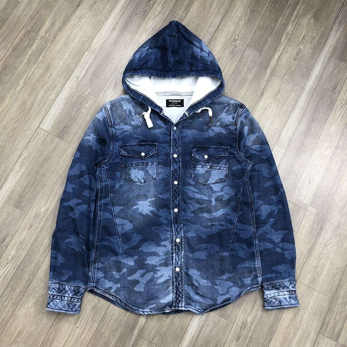 Number (N)ine 1PIU1UGUE3 RELAX NUMBER (N)INE Blue Camo Button Hoodie Size US M / EU 48-50 / 2 - 1 Thumbnail