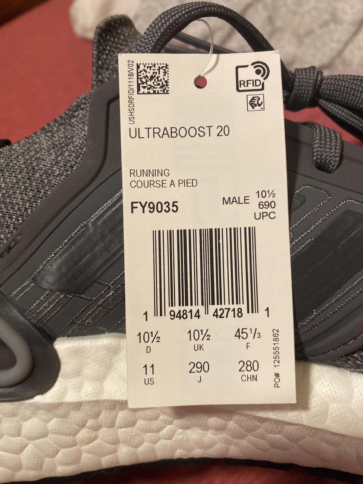 Adidas Adidas Ultraboost 20 Wolf Grey Sz 11US NEW IN BOX FY9035 Size US 11 / EU 44 - 9 Thumbnail