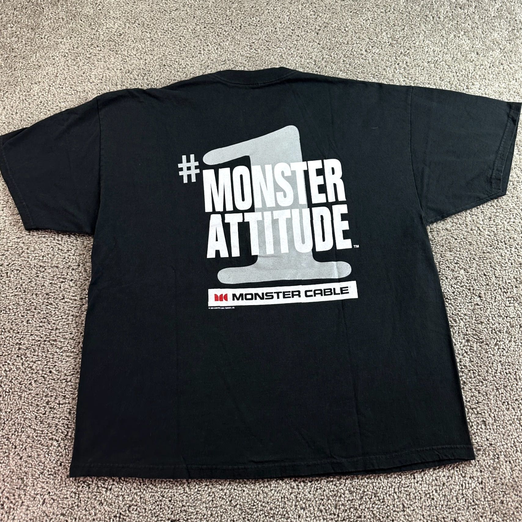 Gildan VINTAGE Monster Cable Shirt Mens 2XL Black White I Am A Monster Audio Shirt 2XL Black Logo Mens Vintage 2000s Size US XXL / EU 58 / 5 - 2 Thumbnail