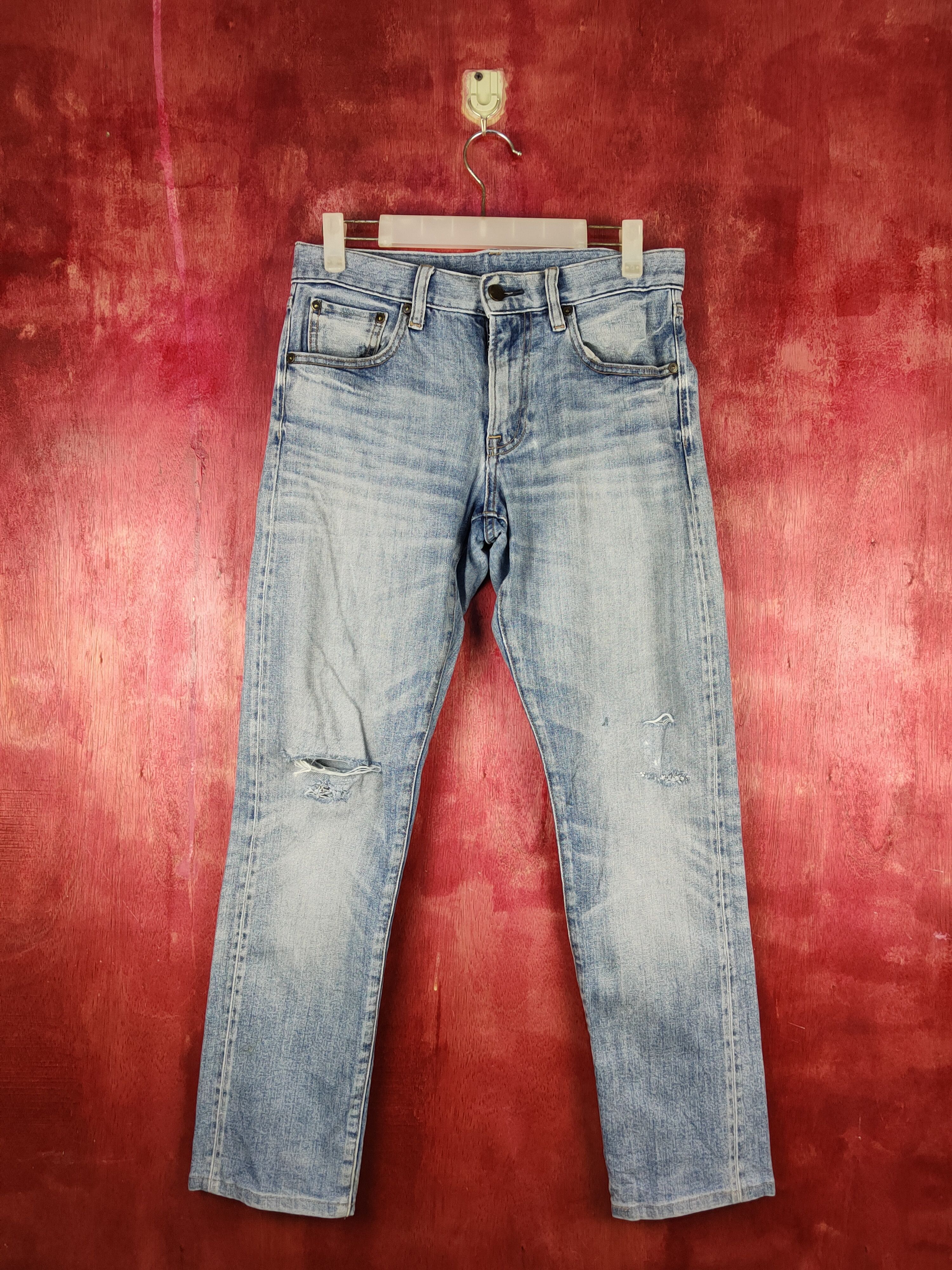 Japanese Brand Uniqlo Blue Distressed Multipocket Denim #S1589 Size US 29 - 1 Thumbnail