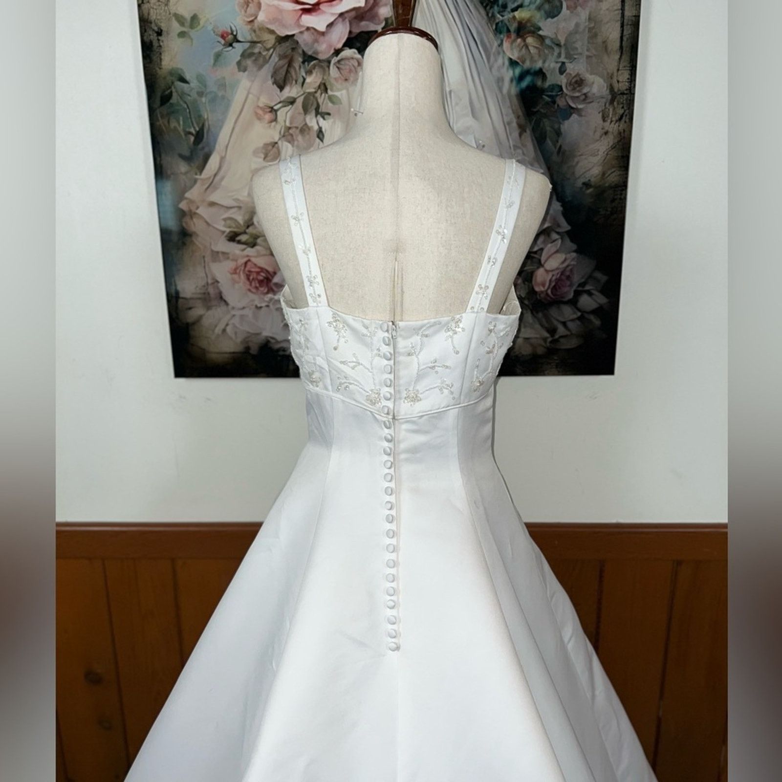 Oleg Cassini Beautiful Vintage 90s Oleg Cassini Empire Waist Wedding Gown Size L / US 10 / IT 46 - 6 Thumbnail