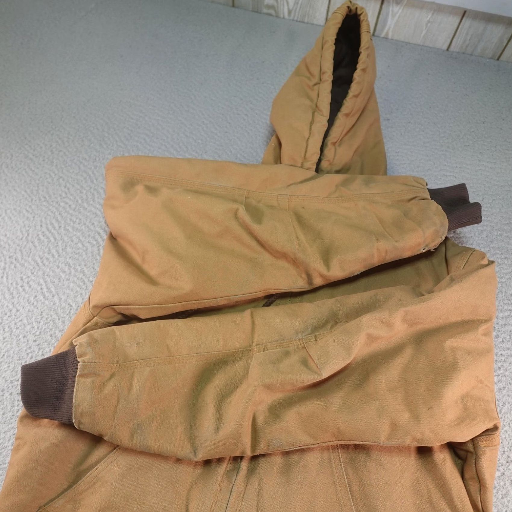Vintage Berne Jacket Mens M Brown Canvas Hooded Quilted Lined Insulated Workwear Bomber Zip Pockets Full Zip Size US M / EU 48-50 / 2 - 7 Thumbnail