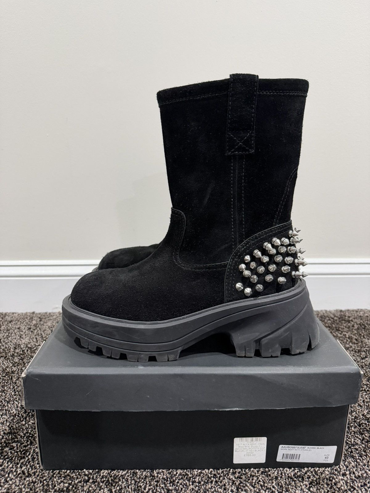 1017 ALYX 9SM 1017 Alyx 9SM Chelsea Calfskin Suede Studded Worker Boots Size US 10 / EU 43 - 1 Thumbnail