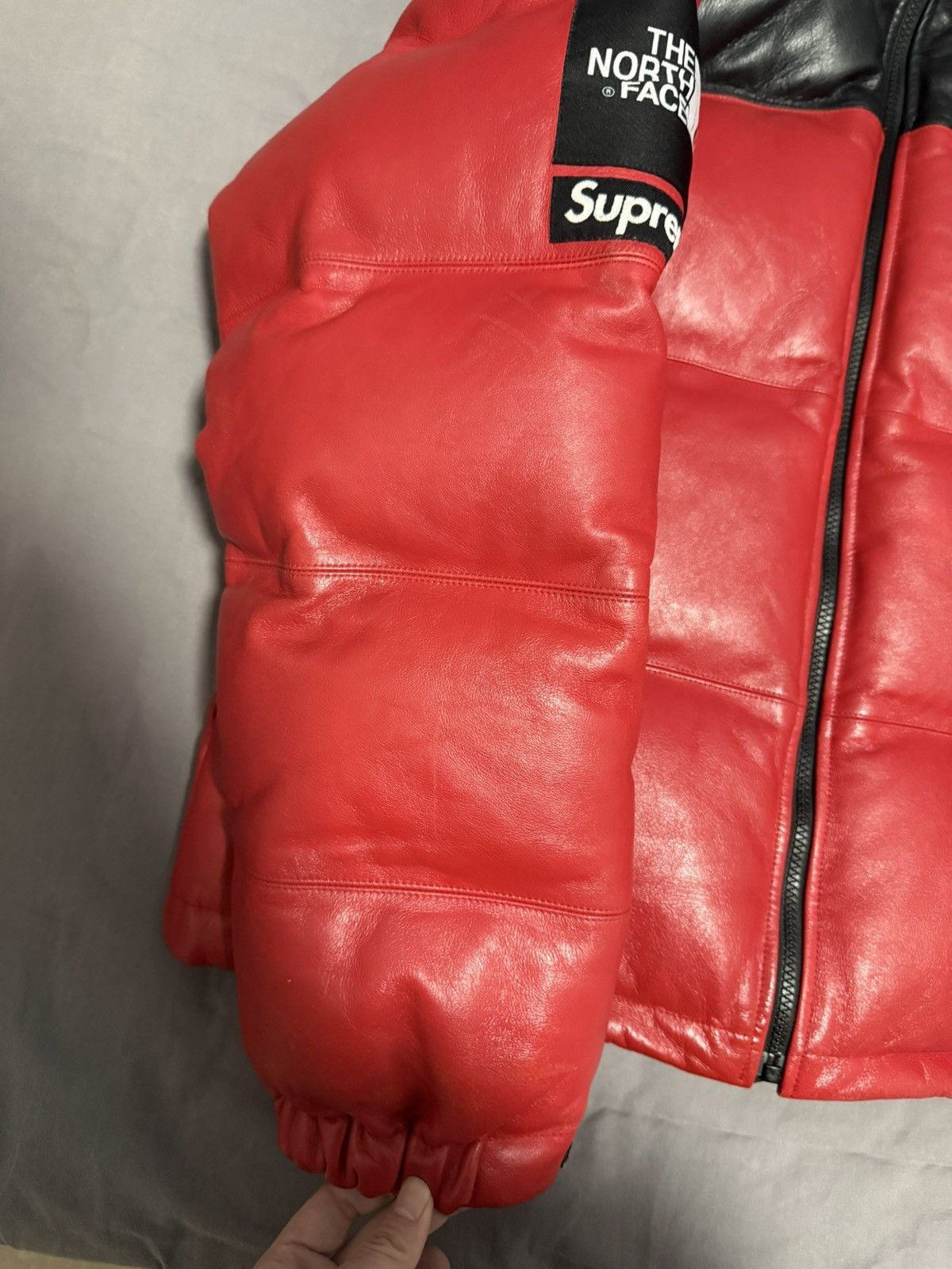 The North Face Supreme tnf the north face leather nuptse jacket red Size US M / EU 48-50 / 2 - 4 Thumbnail