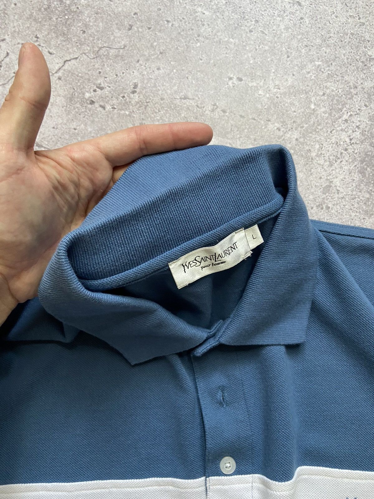 Yves Saint Laurent YSL polo Logo Summer YSL T Shirt Blue White Streetwear Y2K Size US L / EU 52-54 / 3 - 4 Thumbnail