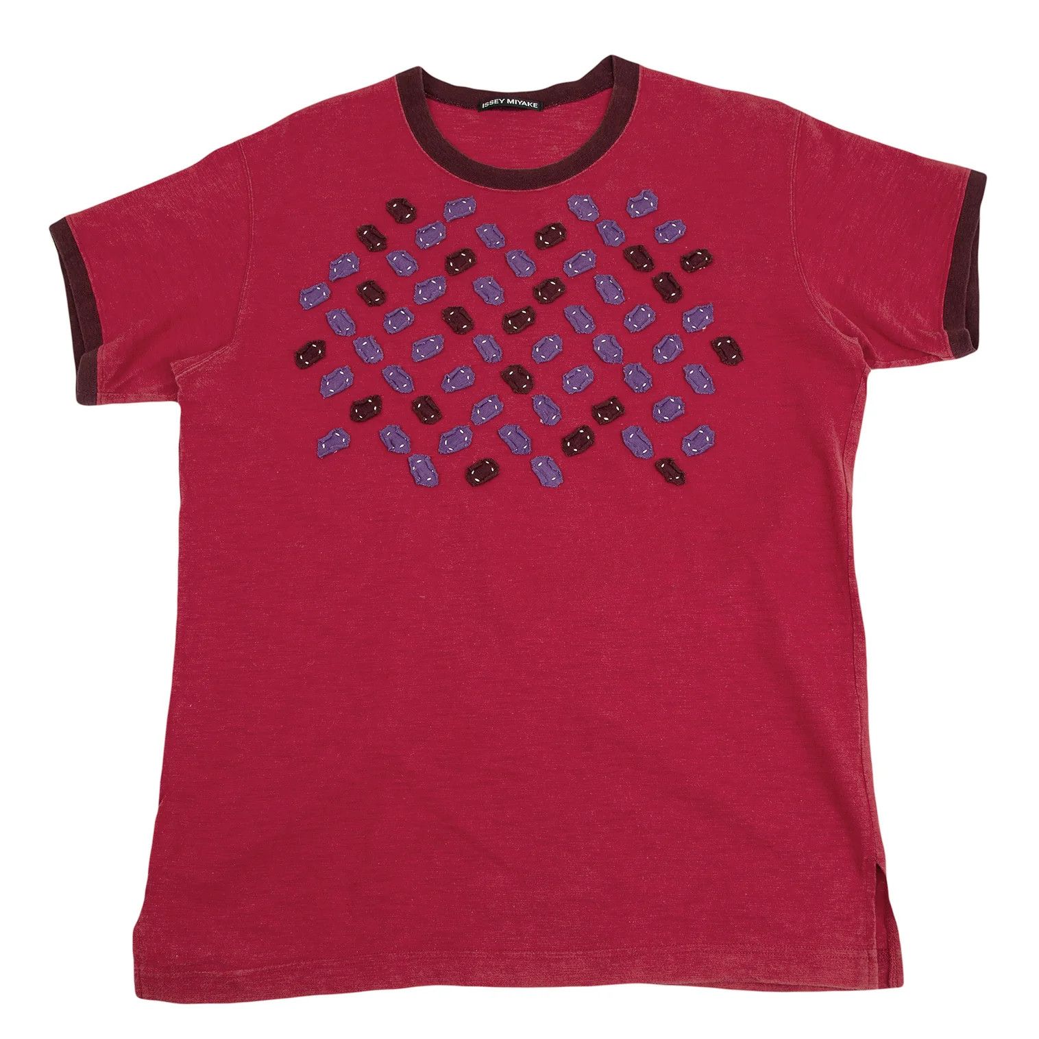 Issey Miyake Patch Sewn Ringer T-Shirt in Red Size US M / EU 48-50 / 2 - 1 Thumbnail