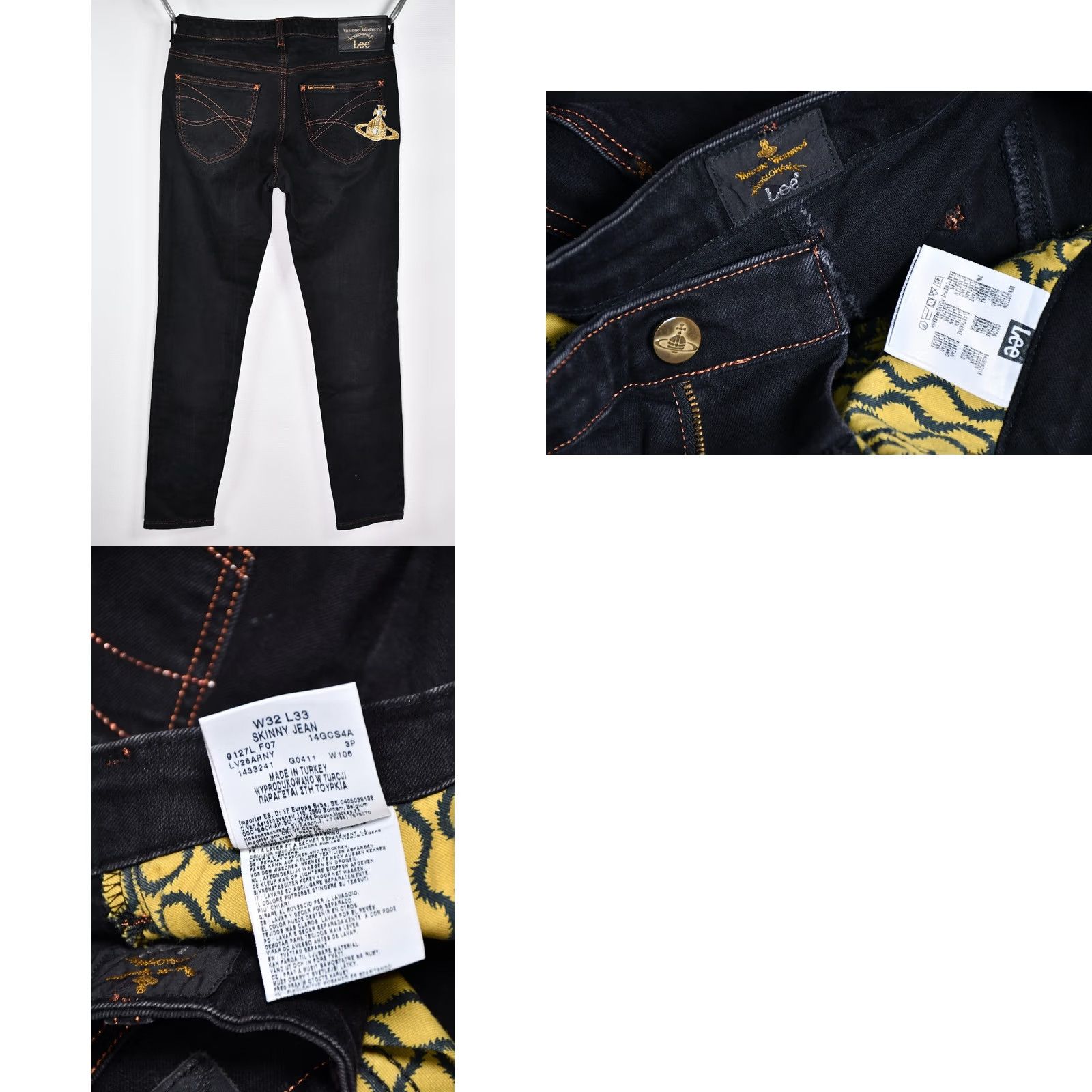 Vivienne Westwood VIVIENNE WESTWOOD x LEE Embroidered Logo Black Skinny Jeans W32 L33 Womens Womens Size 24" / US 00 / IT 34 - 8 Thumbnail