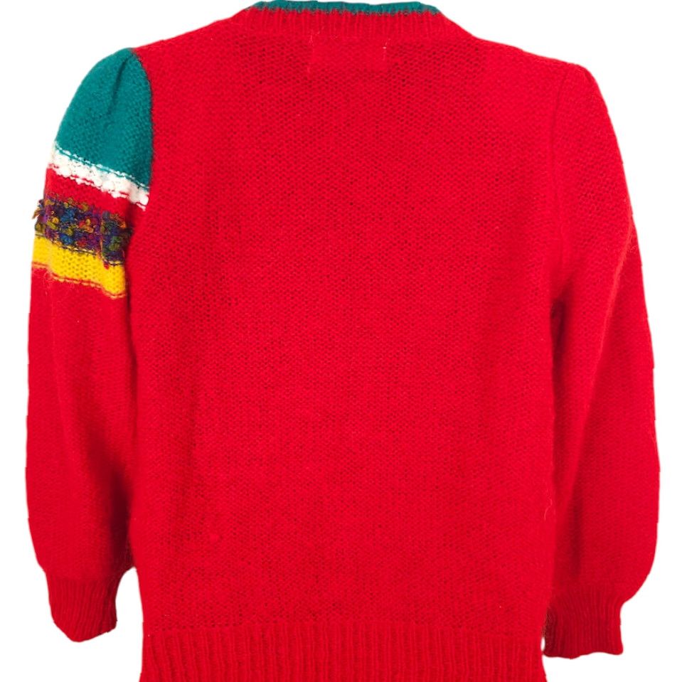 Vintage VINTAGE Abstract Sweater Womens Small Red Fuzzy Knit Crew Neck 80s 90s Pullover Mens? Women? Size S / US 4 / IT 40 - 4 Thumbnail