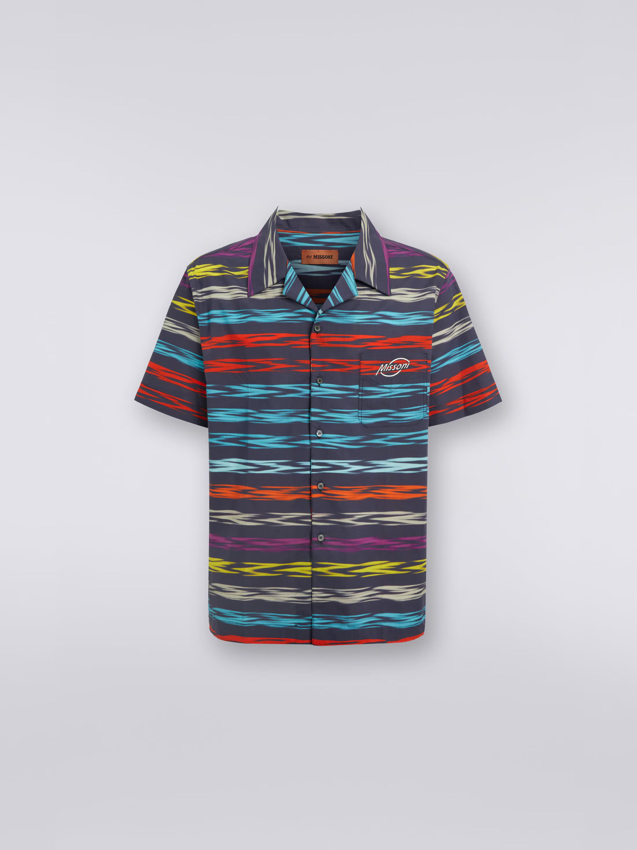 Missoni o1mle1025 Logo Short Sleeved Bowling Shirt in Multicolor Size US L / EU 52-54 / 3 - 1 Thumbnail