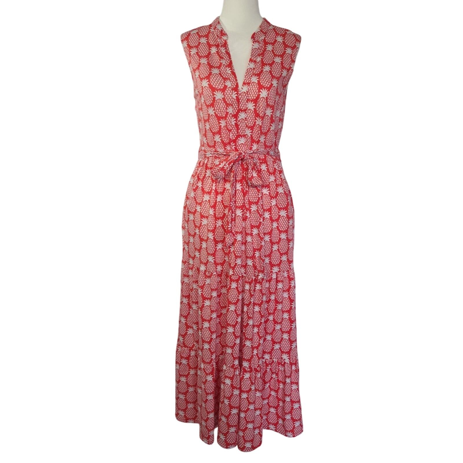 Boden Boden Orange White Pineapple Naomi Notch Collar Maxi Dress 6 Size S / US 4 / IT 40 - 3 Thumbnail