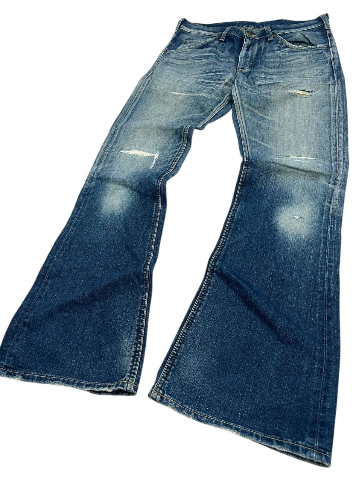 Tornado Mart Flare Lee Rider Jean Mud Washed Distressed Dystopian Design Size US 32 / EU 48 - 2 Thumbnail