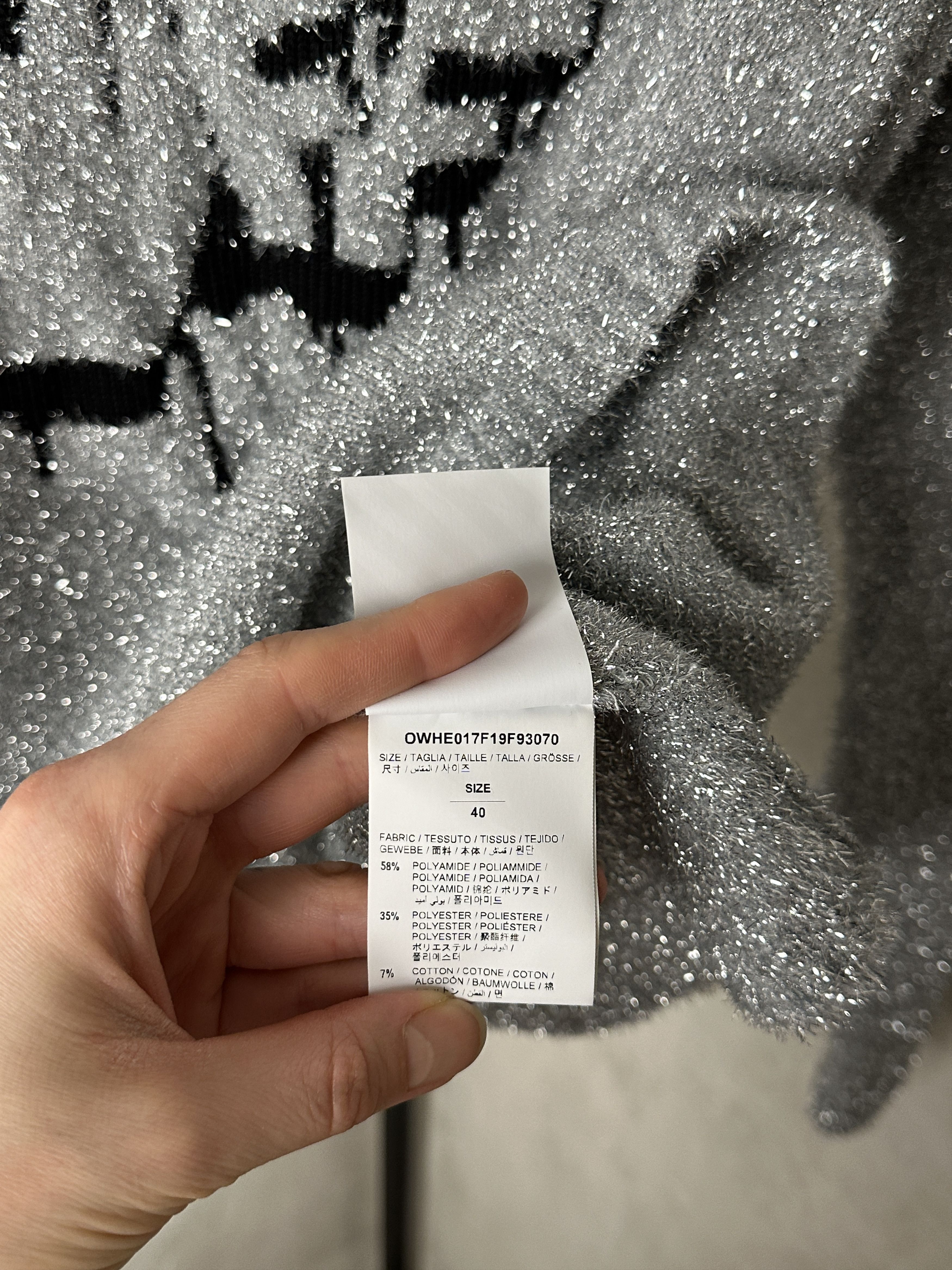Off-White Off-White Off Crew Neck Logo Silver Jumper Size S / US 4 / IT 40 - 7 Thumbnail