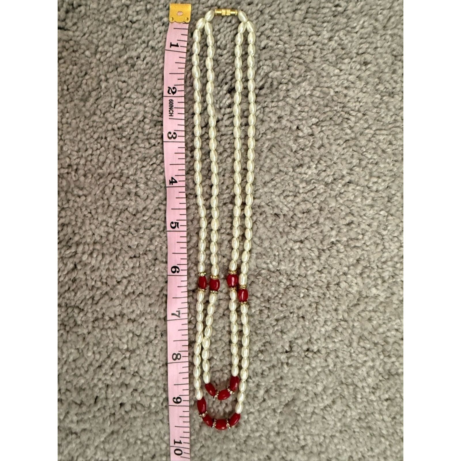& Other Stories Pearl and Red Bead Double-Strand Necklace Set Size ONE SIZE - 4 Thumbnail
