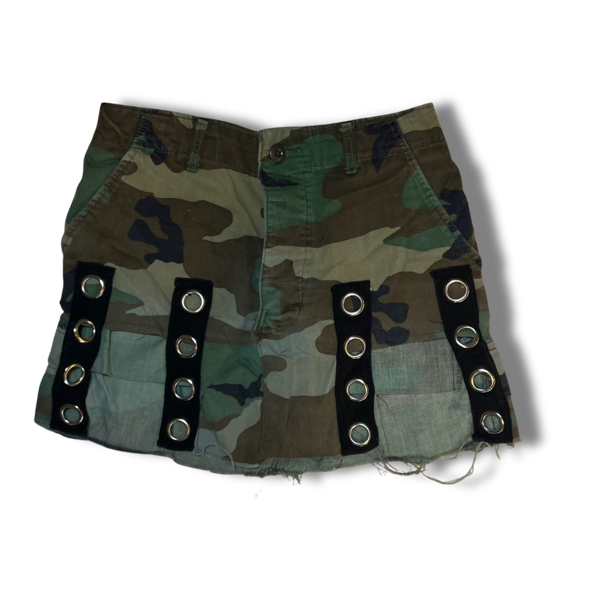 Other Vintage Green Camo Mini Skirt With Grommet Strap Details & F Size 30" / US 8 / IT 44 - 3 Thumbnail