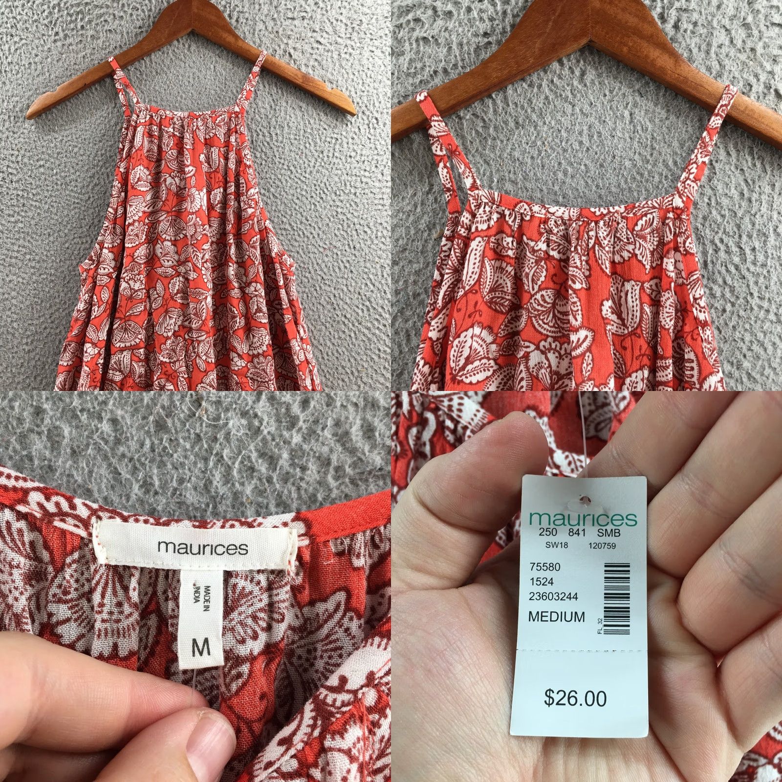 Vintage Maurices Tank Top Womens Medium Red Floral Sleeveless Ruffle Hem Casual Rayon Size M / US 6-8 / IT 42-44 - 8 Thumbnail