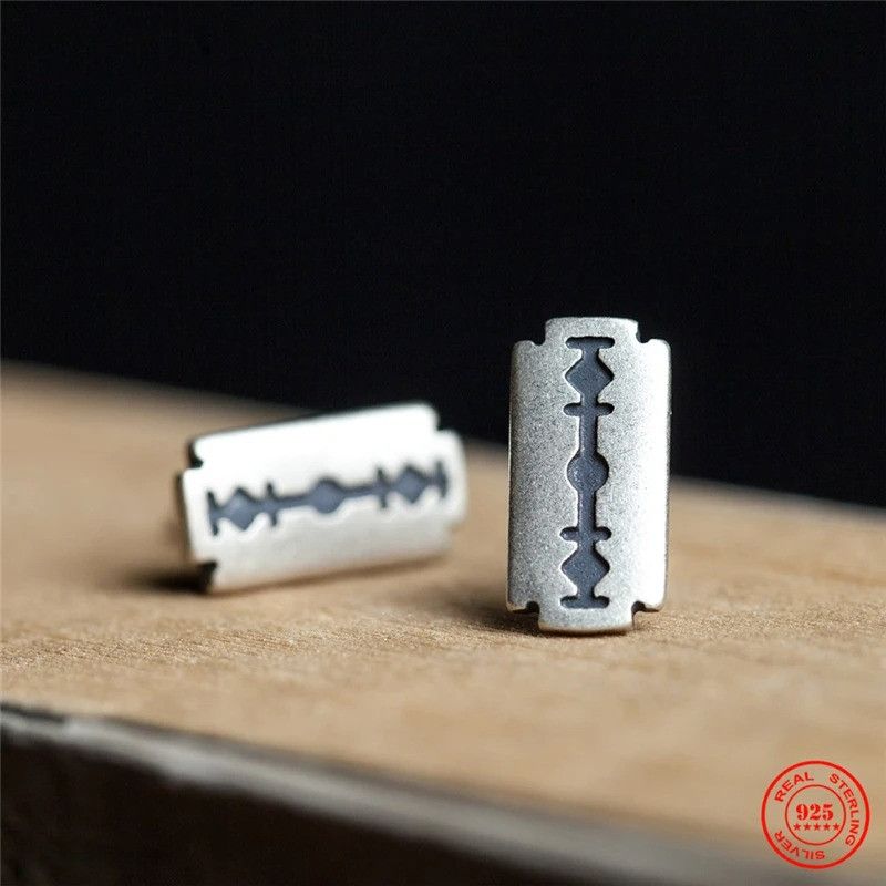 Jewelry Razor Blade Stud Earrings 925 Sterling Silver Ear Gift Size ONE SIZE - 1 Thumbnail