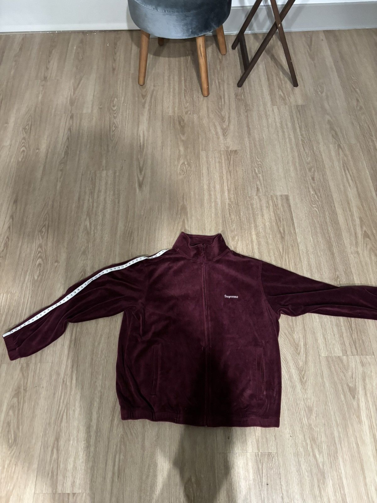 Supreme Studded Velour Track Jacket 'Burgundy Vintage