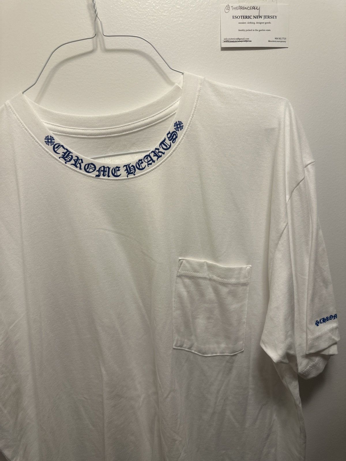 Chrome Hearts CHROME HEARTS NECK LOGO T SHIRT WHITE BLUE Size US XXL / EU 58 / 5 - 2 Thumbnail