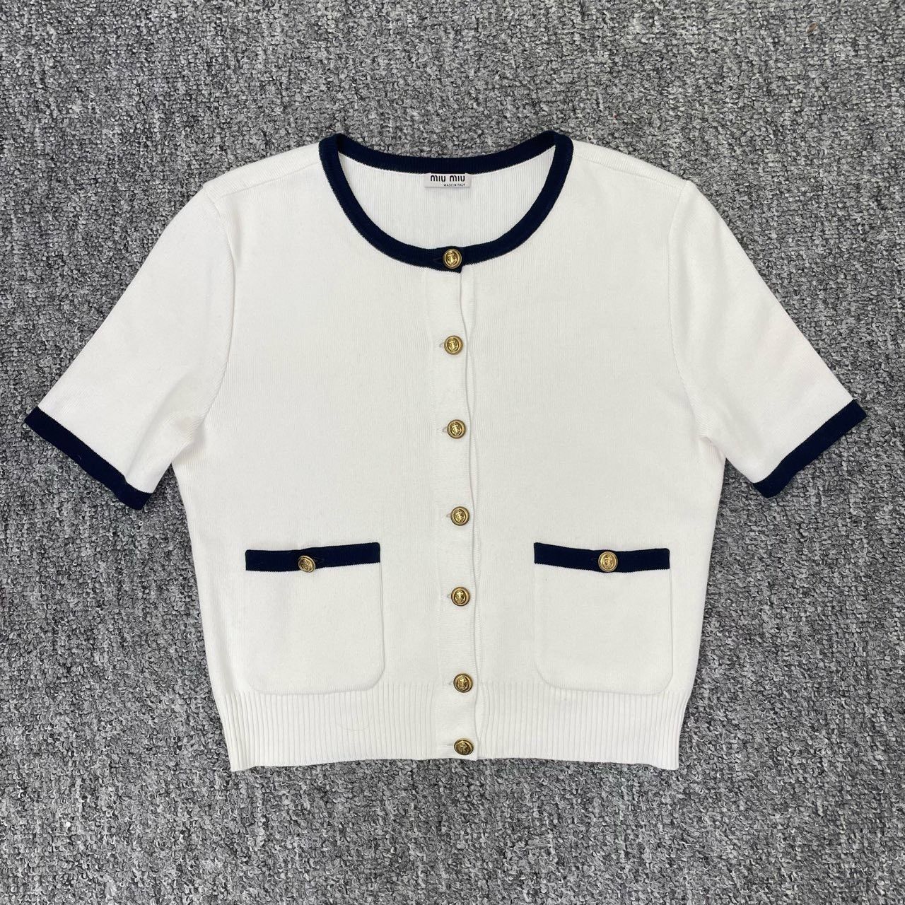 Miu Miu Miumiu Short-Sleeve Knit Cardigan Size S / US 4 / IT 40 - 1 Thumbnail