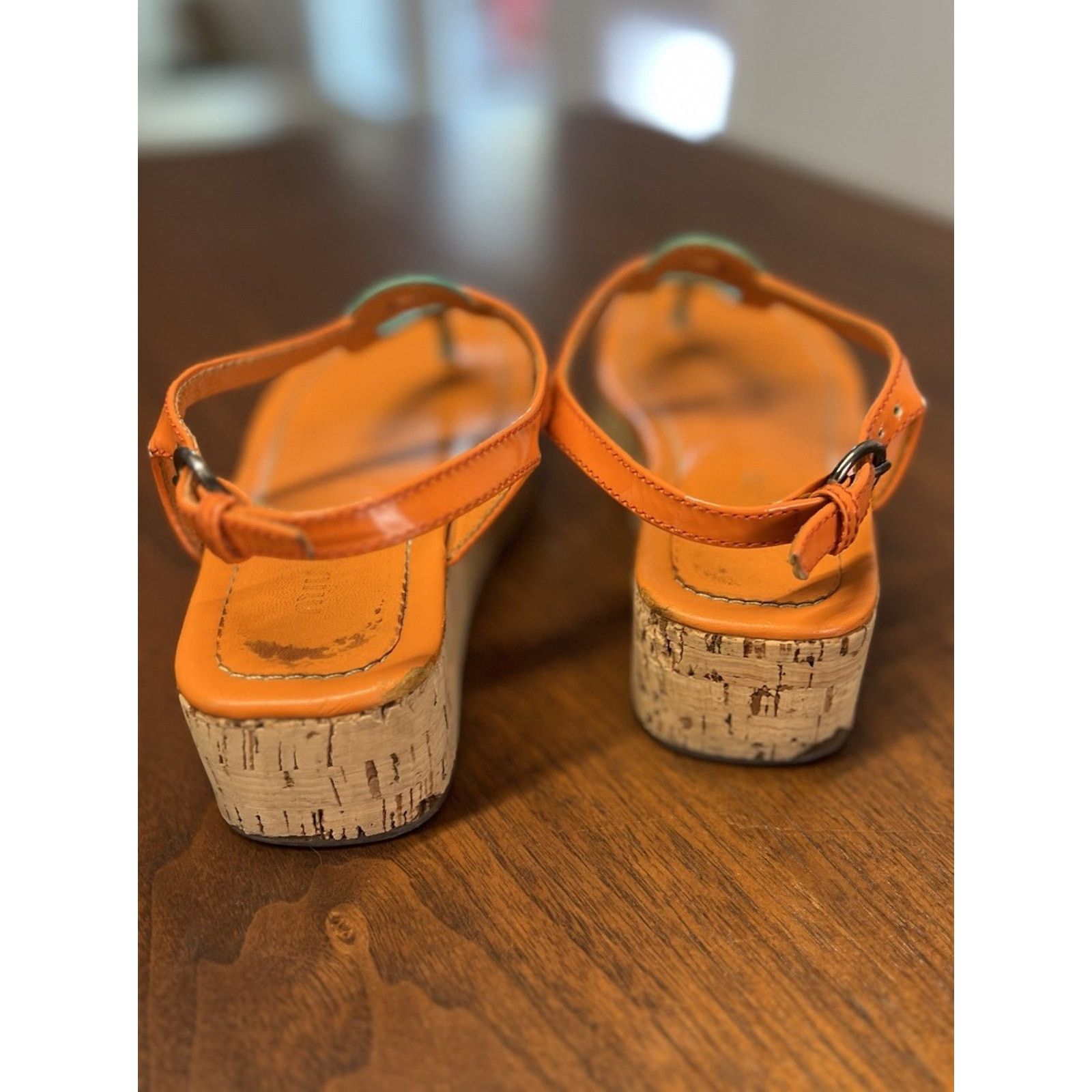 Miu Miu Miu Miu Orange / Teal 2” Cork Wedge Sz 5.5 Ankle Buckle Size US 5.5 / IT 35.5 - 4 Thumbnail