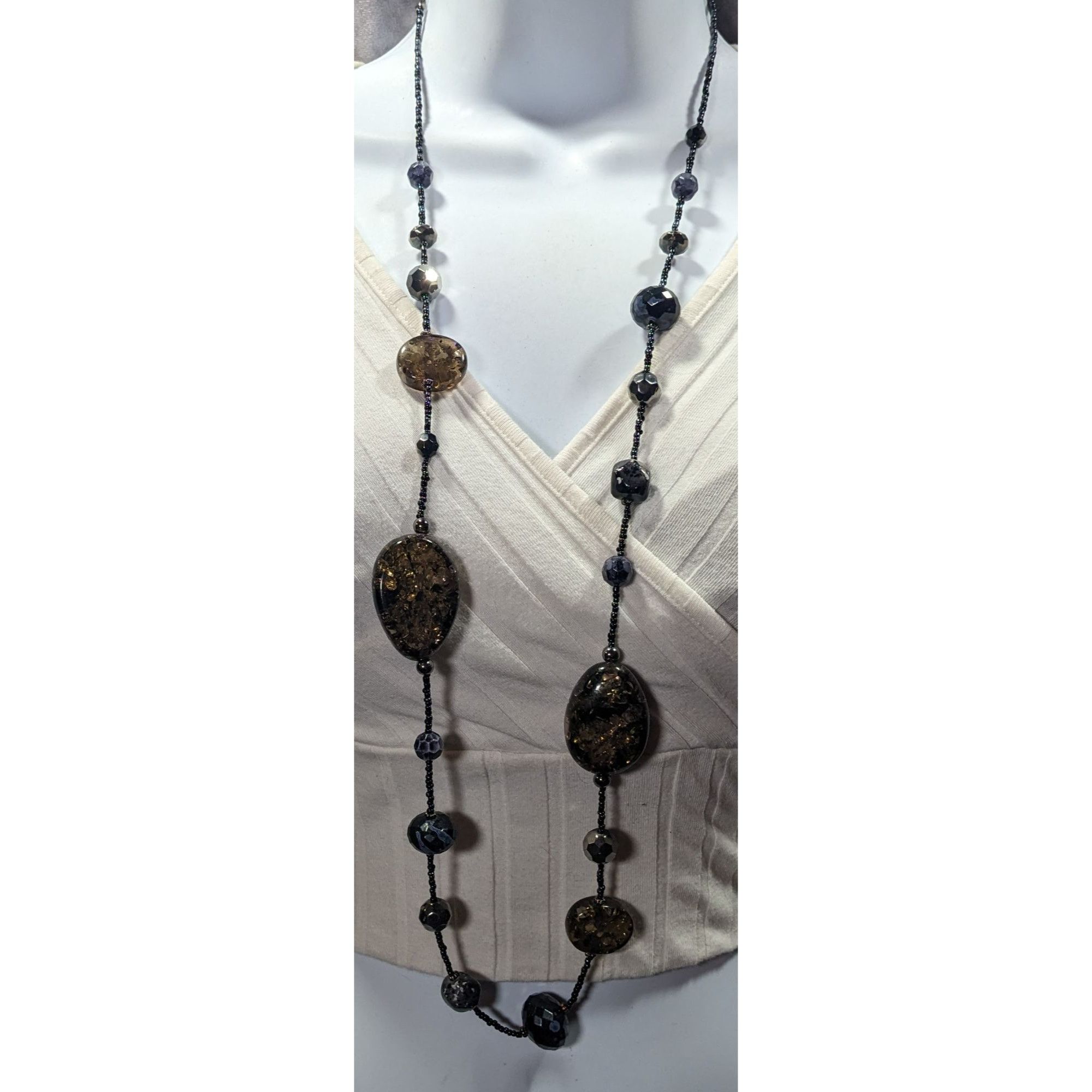 Other Abstract Glass Beaded Crackle Accent Station Necklace Size ONE SIZE - 3 Thumbnail