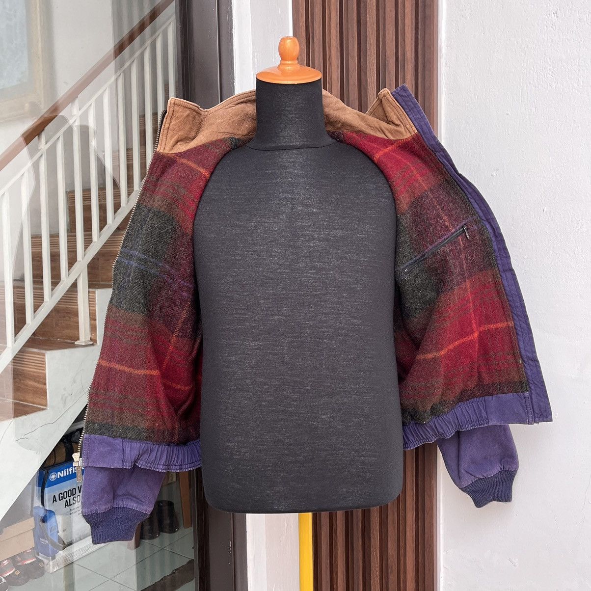L.L. Bean × Vintage Vintage 80/90 S LL Bean Lined Blanket Detroit Jacket Leather Size US M / EU 48-50 / 2 - 5 Thumbnail