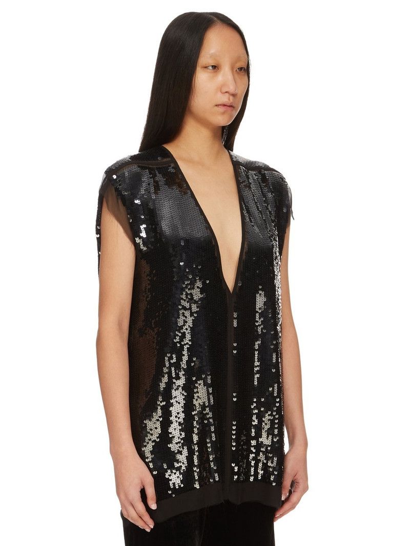Rick Owens o1y0126 Silk T-Shirt in Black Size S / US 4 / IT 40 - 2 Thumbnail