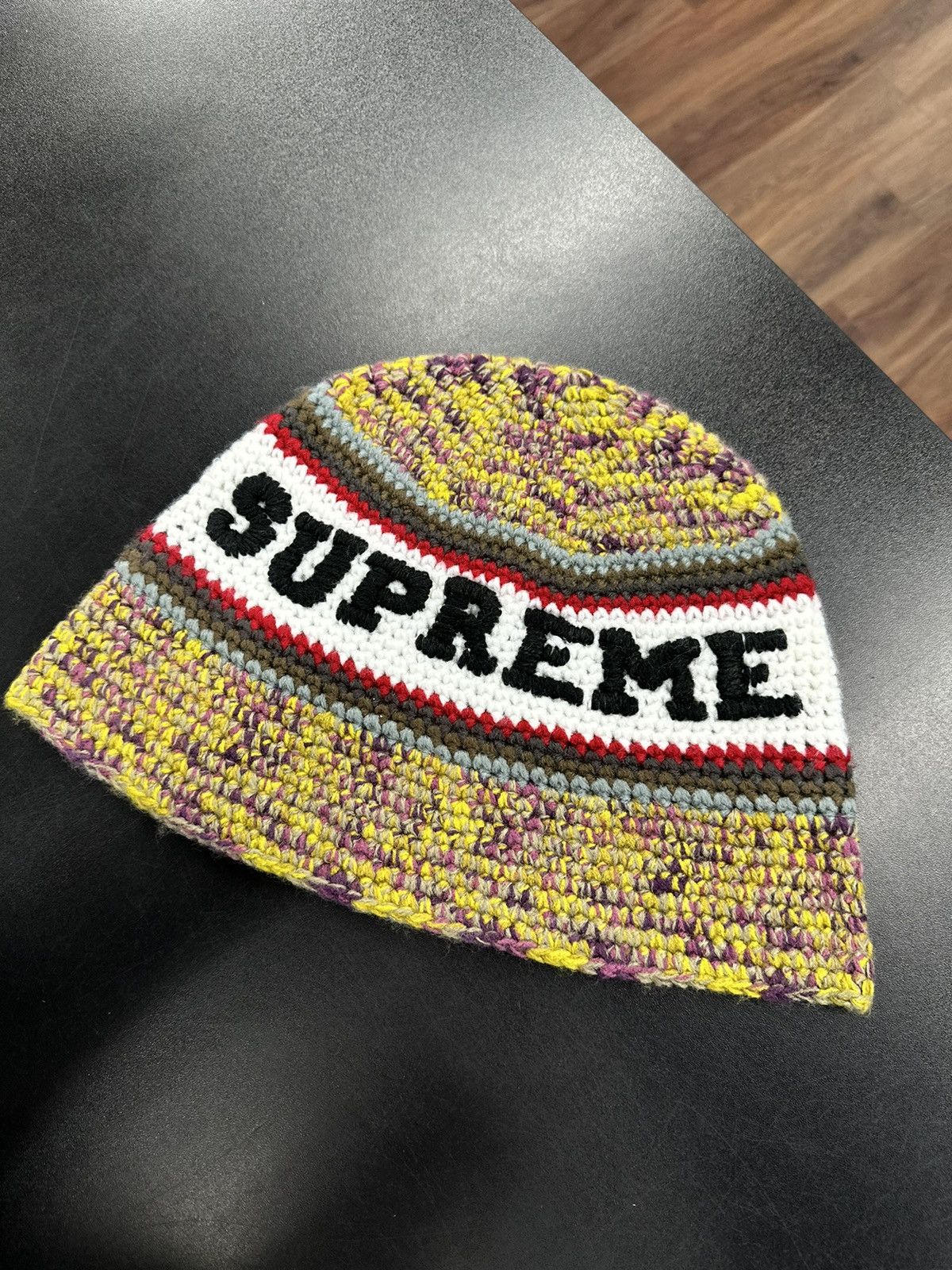 Supreme Supreme Knit Logo Crusher Hat Yellow Size ONE SIZE - 1 Thumbnail